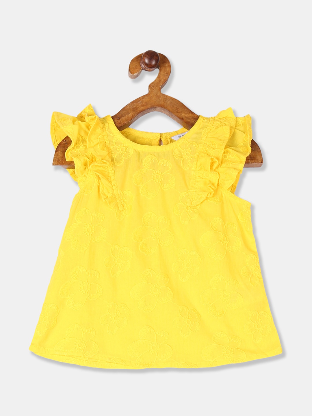 

U.S. Polo Assn. Kids Girls Yellow Solid Pure Cotton Top