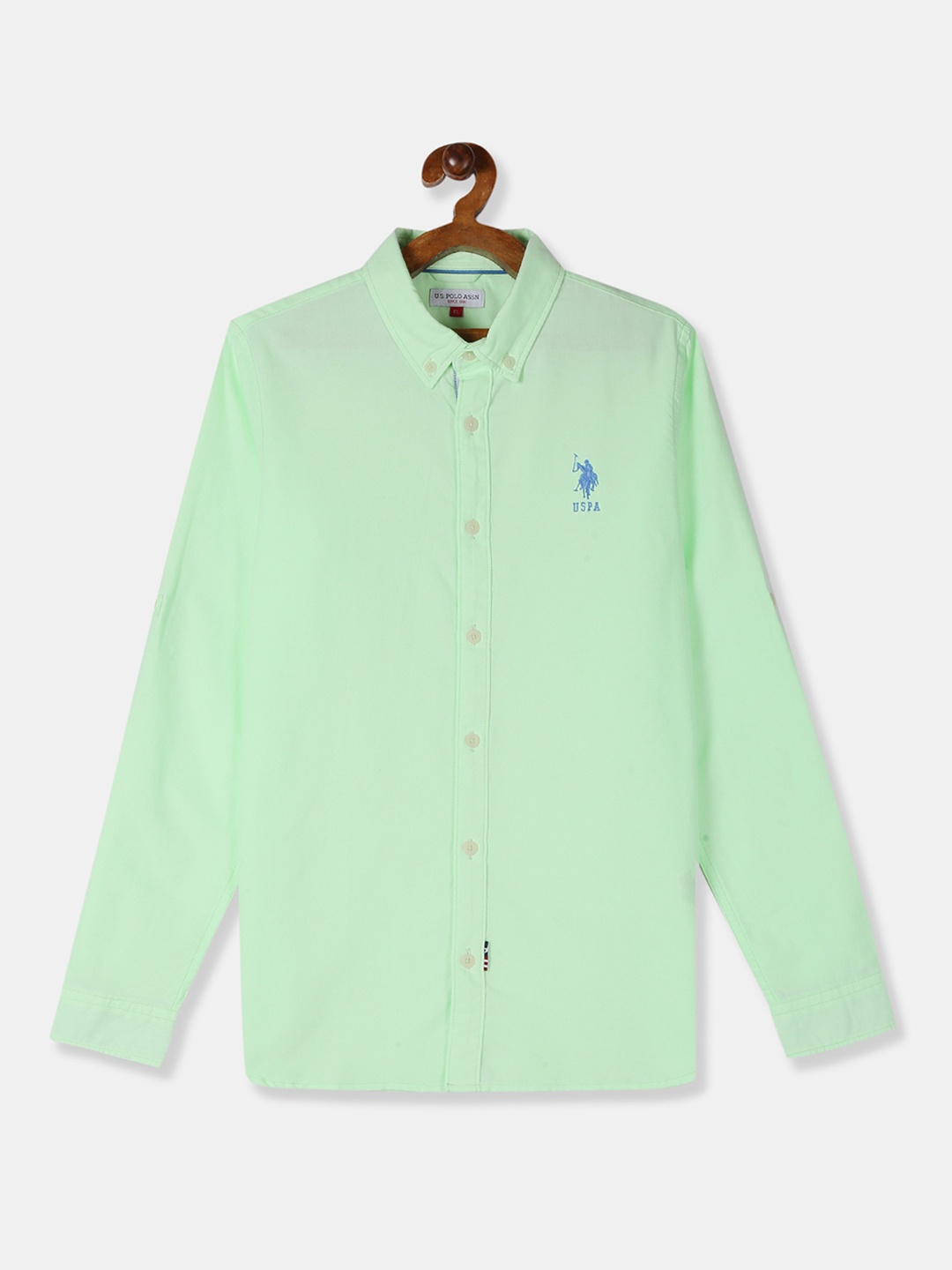 

U.S. Polo Assn. Kids Boys Green Regular Fit Solid Casual Shirt