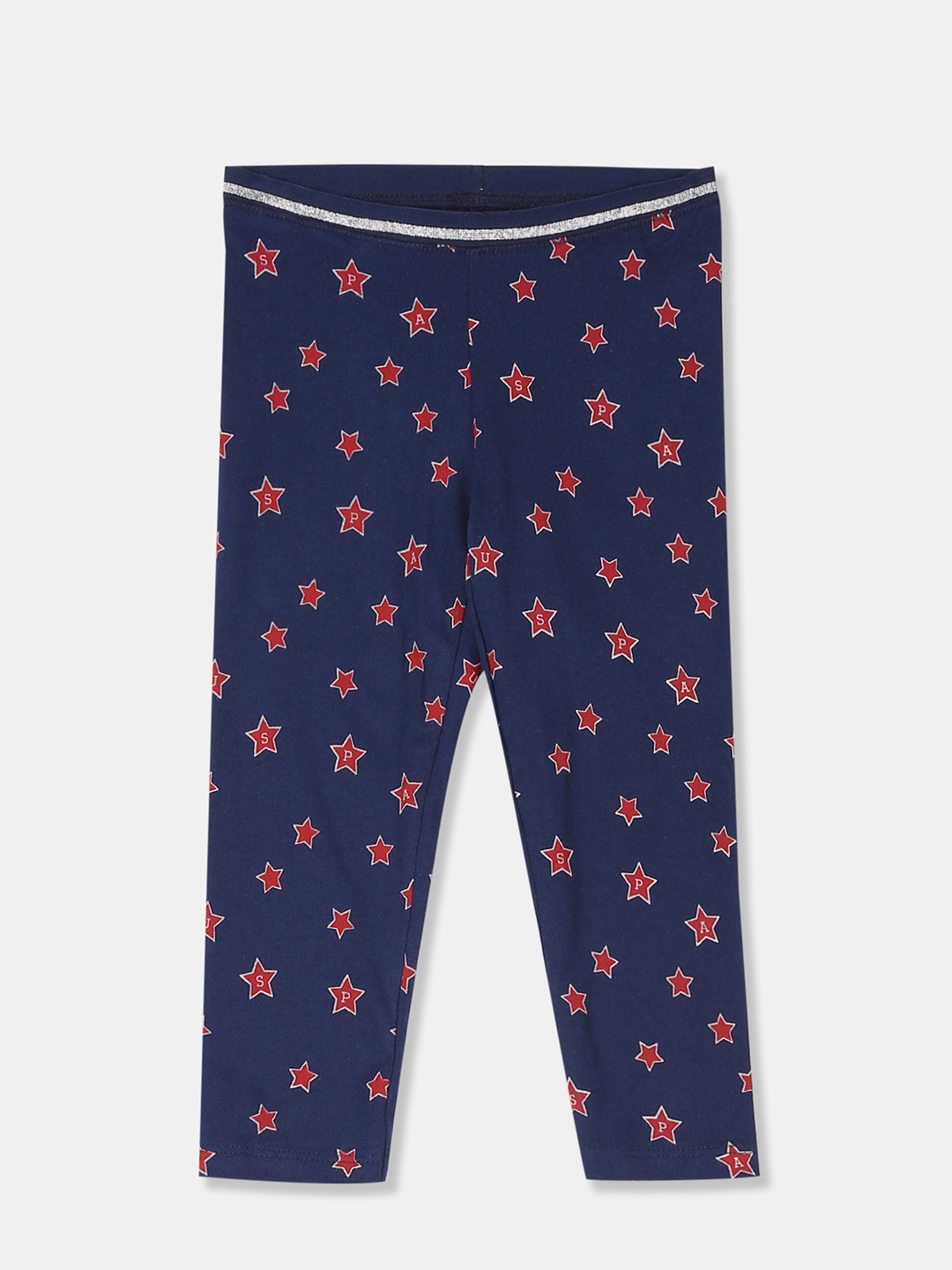 

U.S. Polo Assn. Kids Girls Navy Blue Printed Leggings
