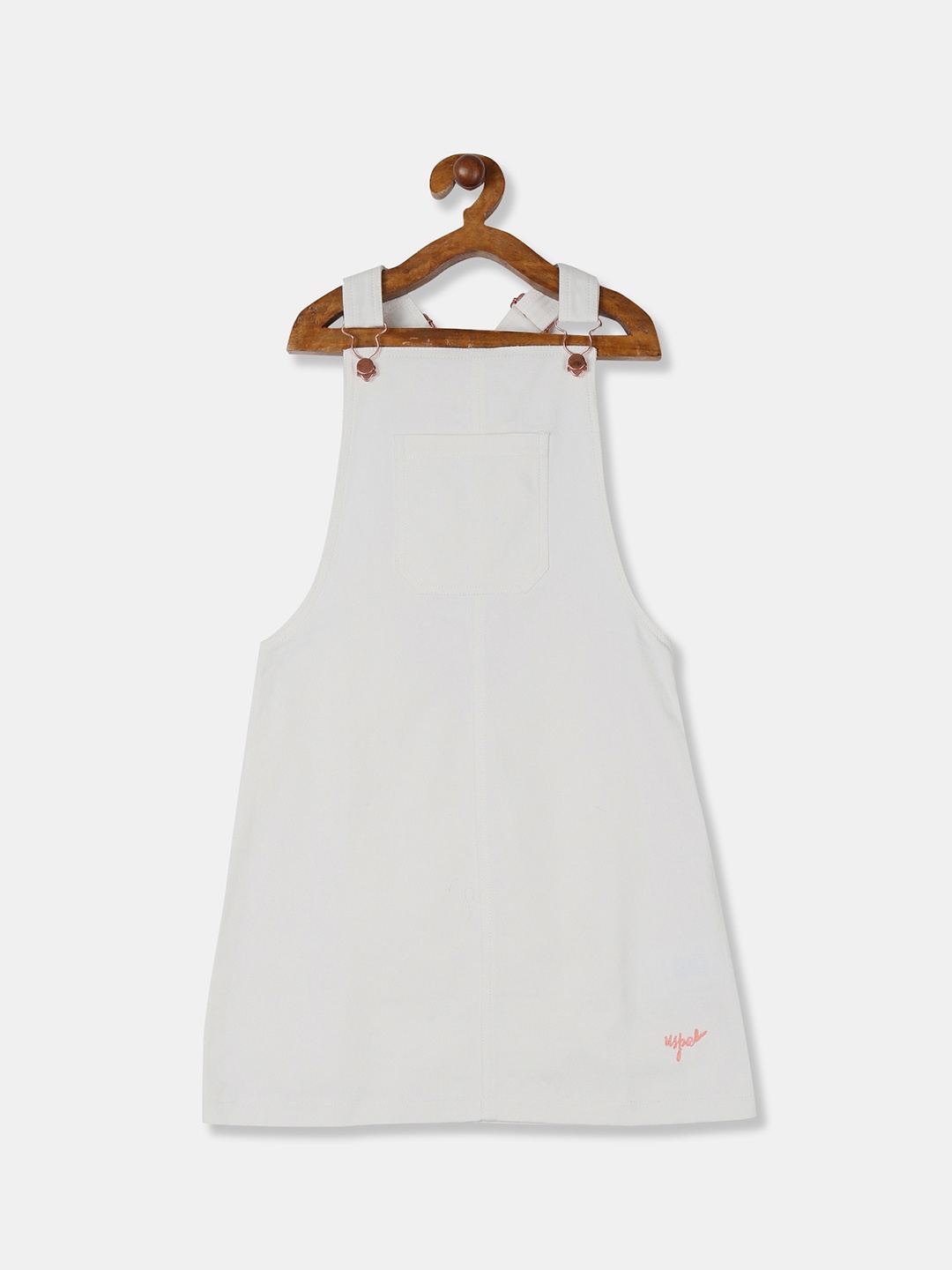 

U.S. Polo Assn. Kids Girls White Solid Pinafore Dress