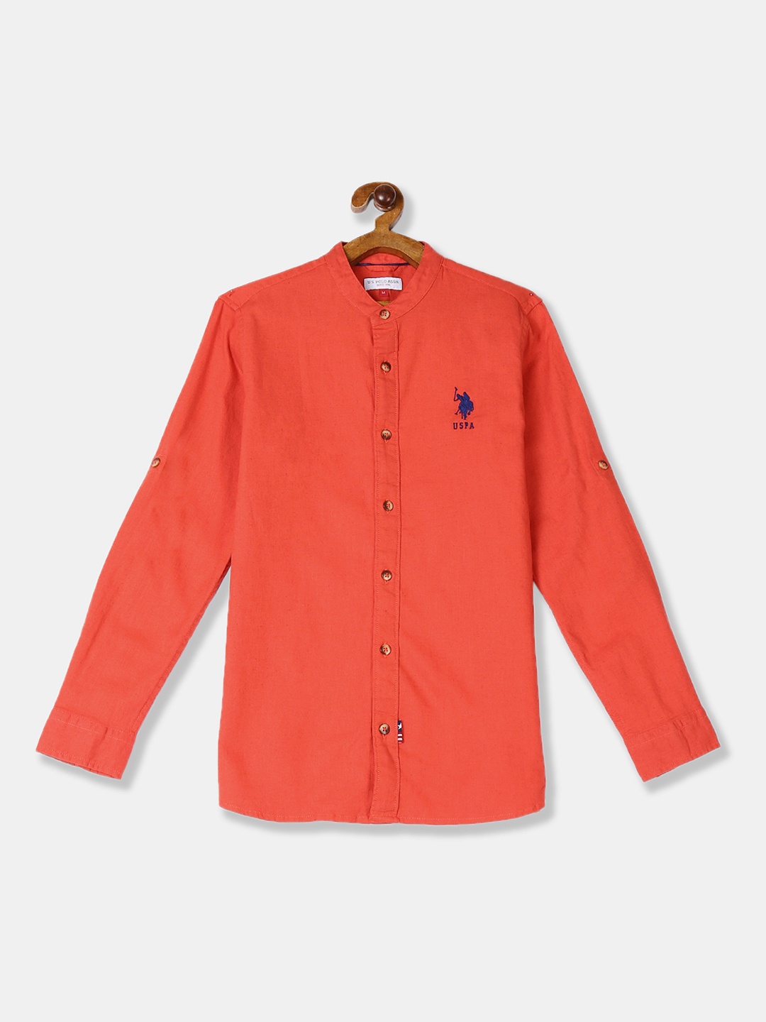 

U.S. Polo Assn. Kids Boys Rust Orange Regular Fit Solid Casual Shirt