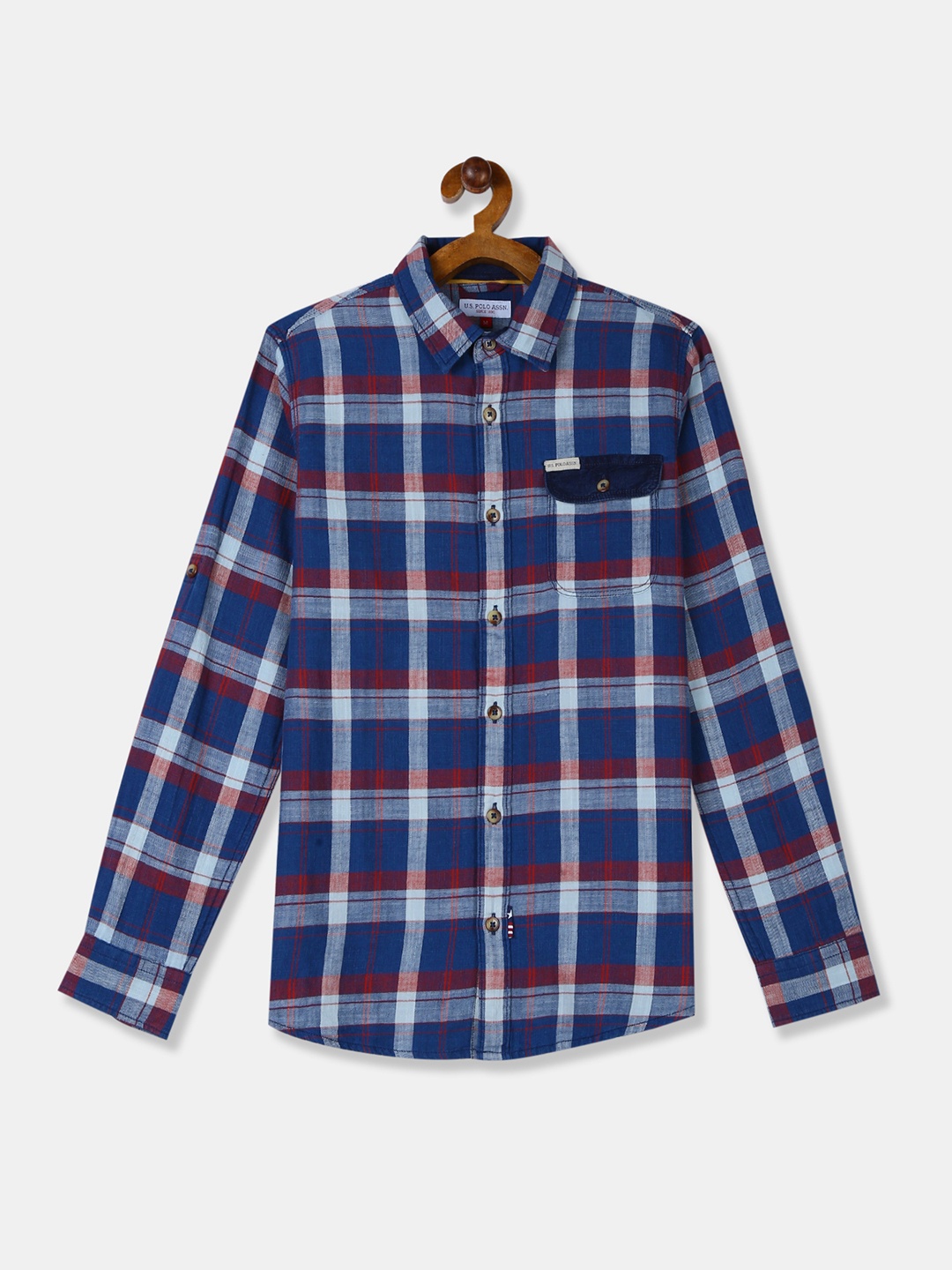 

U.S. Polo Assn. Kids Boys Navy Blue Regular Fit Checked Casual Shirt