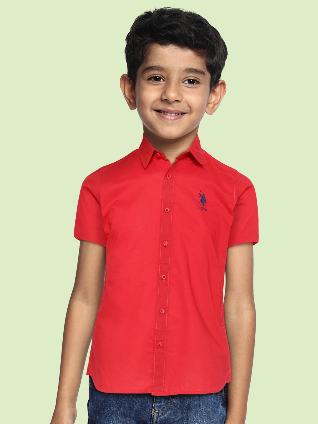 

U S Polo Assn Kids Boys Red Solid Cotton Casual Shirt