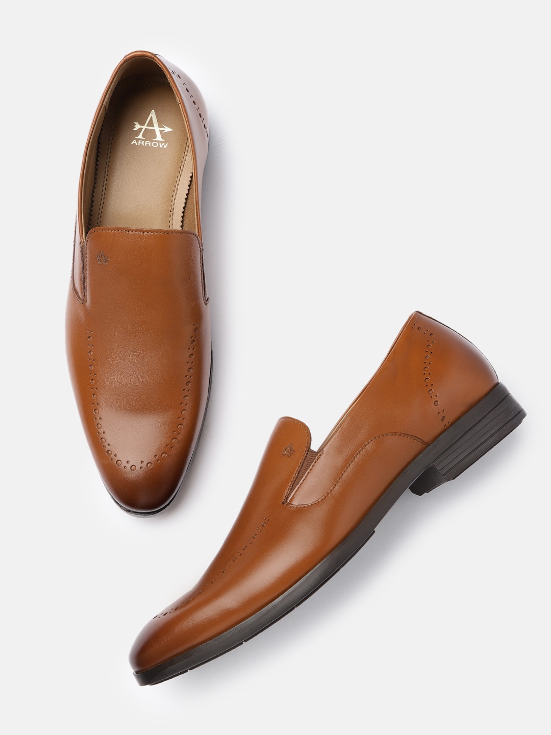 

Arrow Men Tan Brown BAXTER Slip-On Leather Formal Shoes