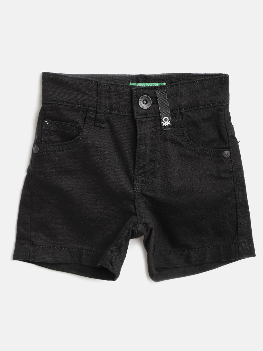 

United Colors of Benetton Boys Black Solid Regular Fit Denim Shorts