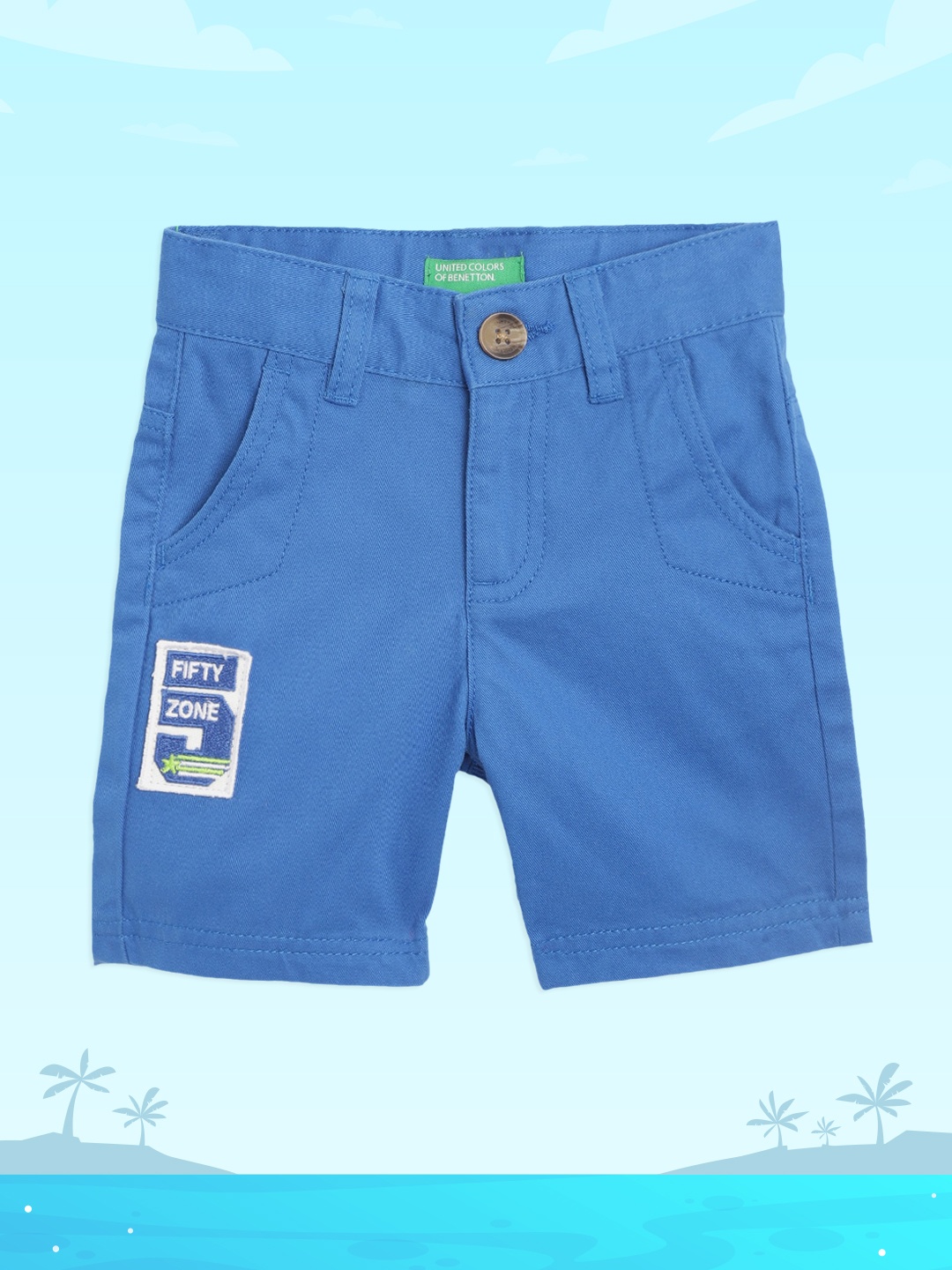 

United Colors of Benetton Boys Blue Solid Regular Fit Shorts