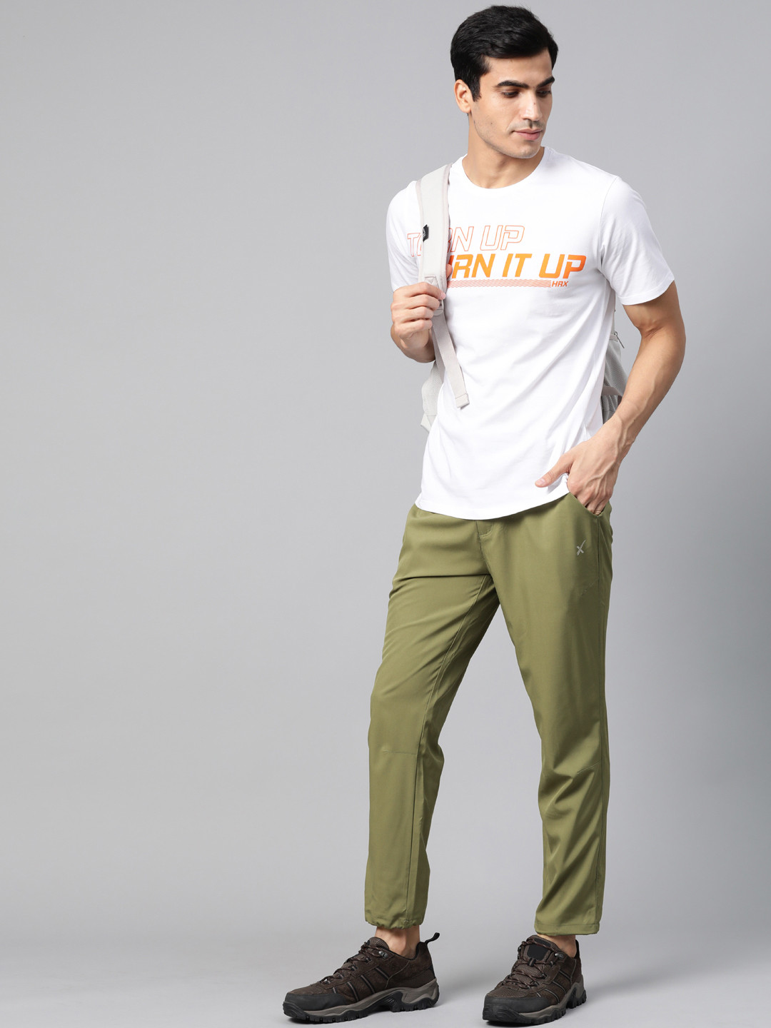 

HRX by Hrithik Roshan Men Olive Green Solid Regular Fit Outdoor Trousers