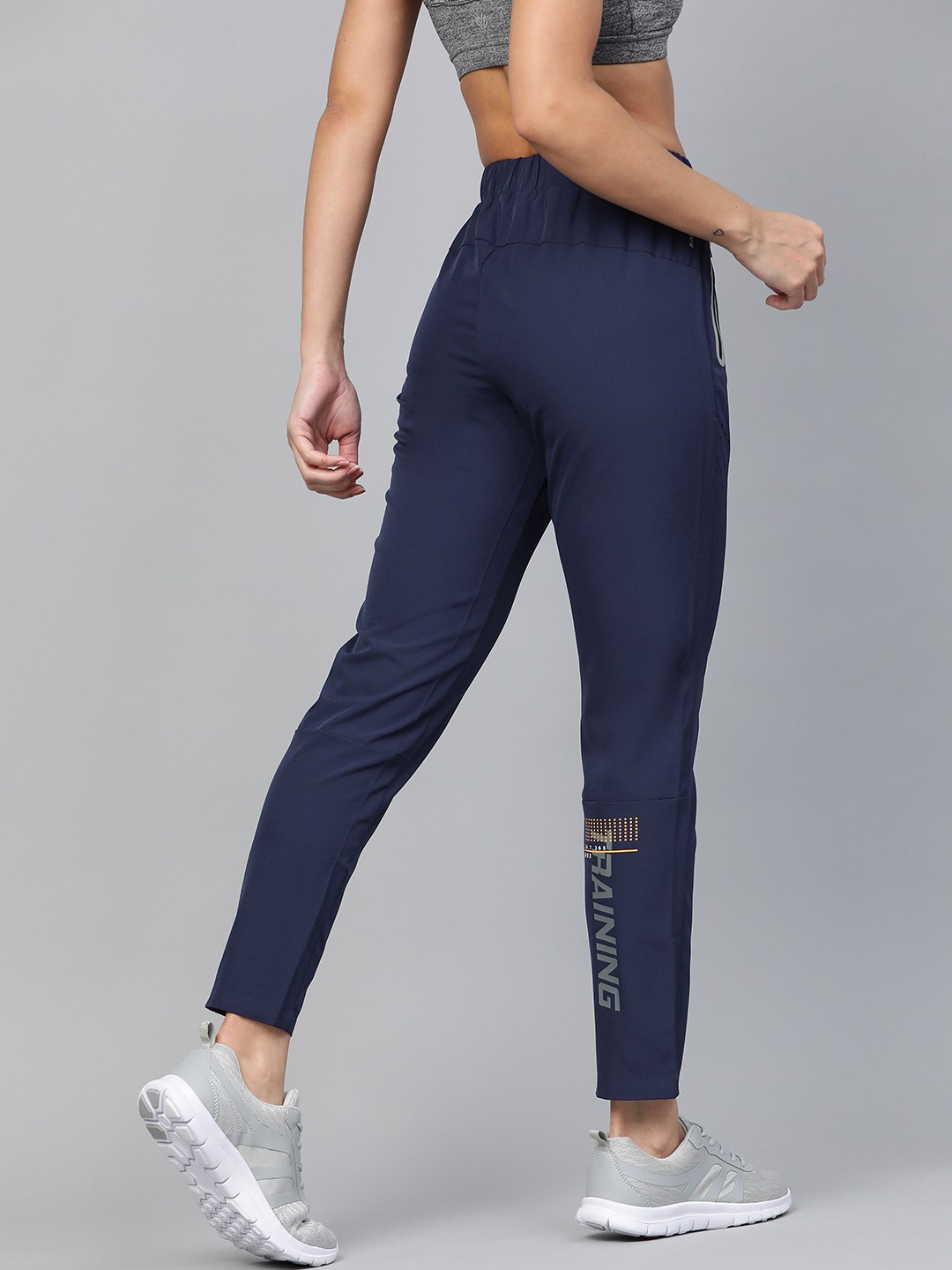 

HRX by Hrithik Roshan Women Blue Slim Fit Rapid-Dry Antimicrobial Training Track Pants, Navy blue