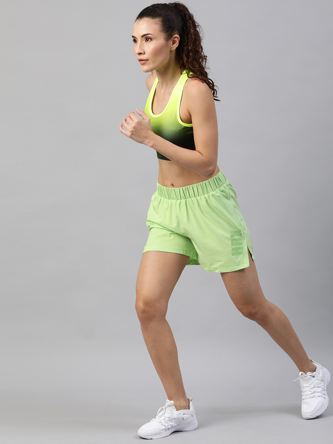 

HRX by Hrithik Roshan Women Sap Green Solid Slim Fit Rapid-Dry Running Shorts