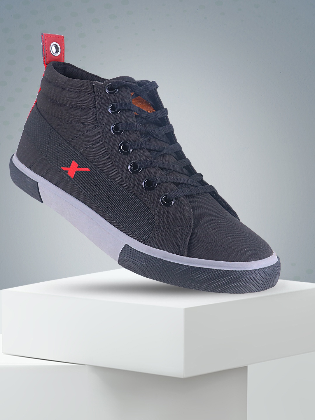 

Sparx Men Black Solid Mid-Top Sneakers