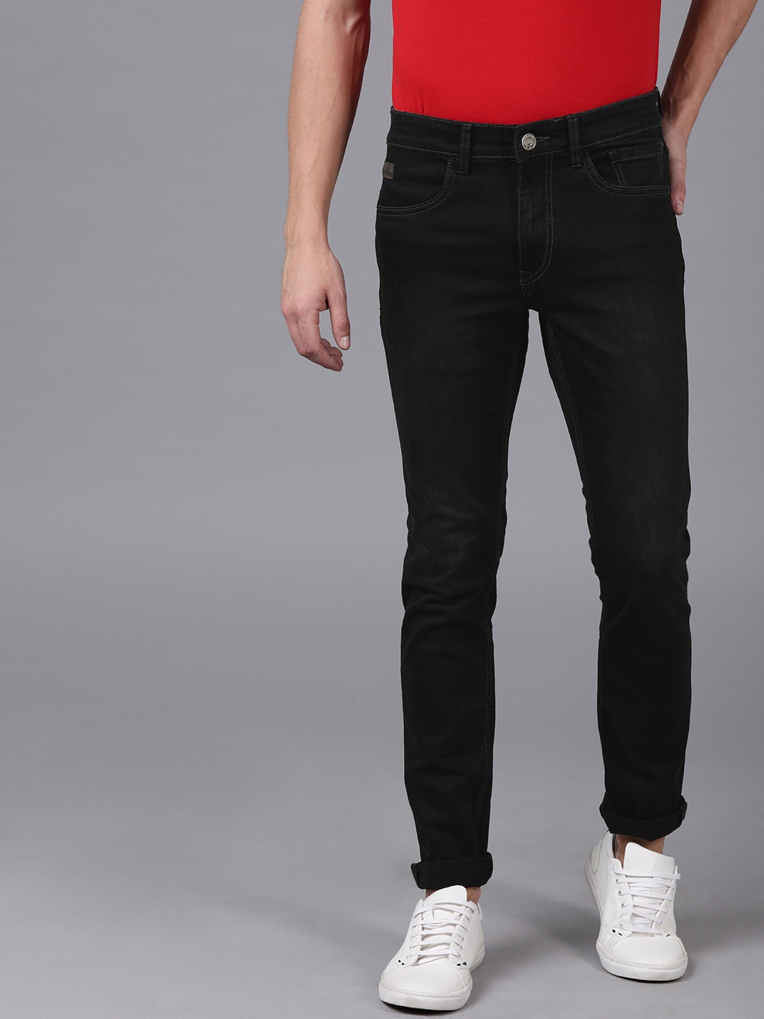

WROGN Men Black Slim Fit Mid-Rise Clean Look Stretchable Jeans