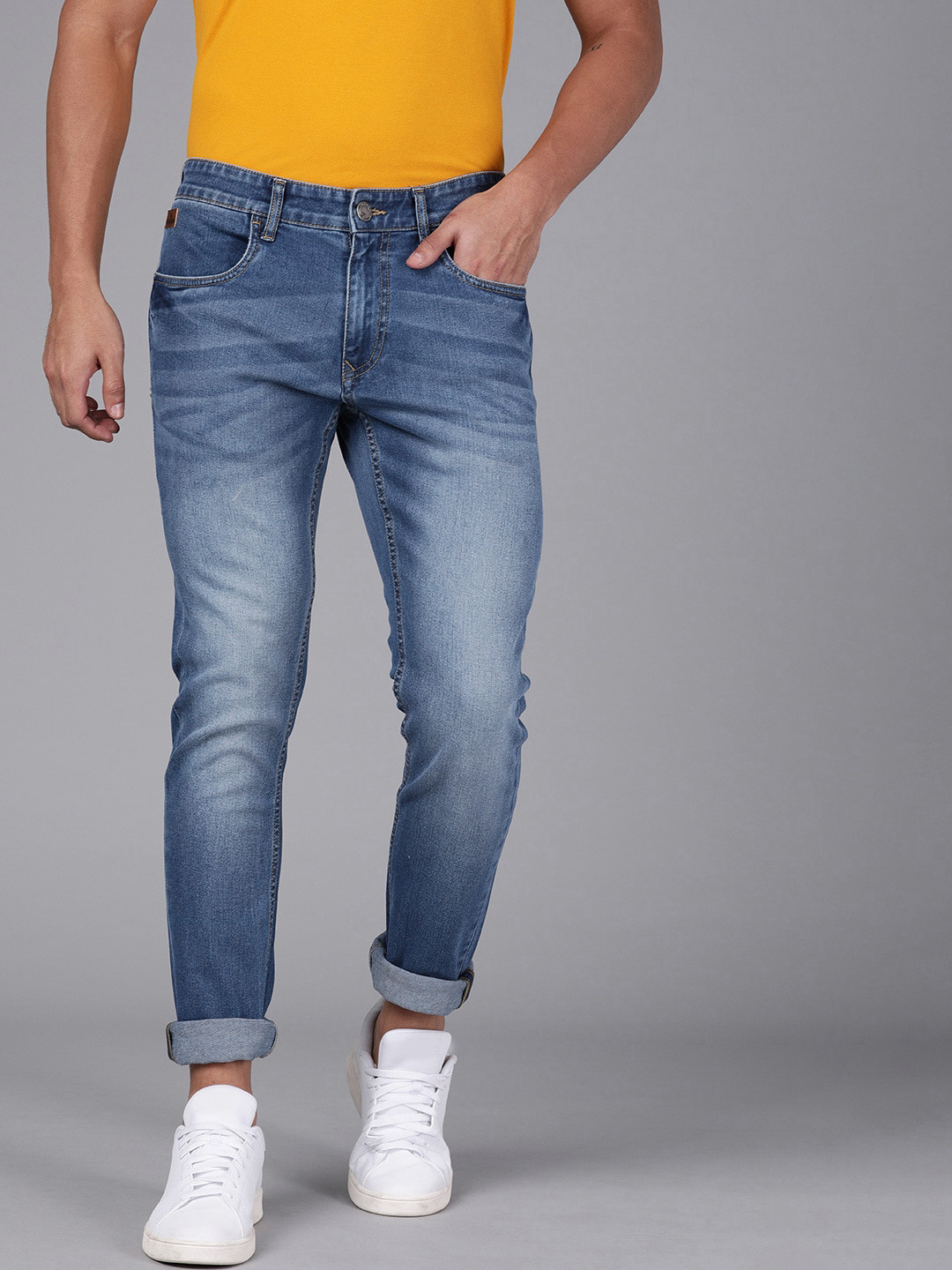 

WROGN Men Blue Slim Fit Mid-Rise Clean Look Stretchable Jeans