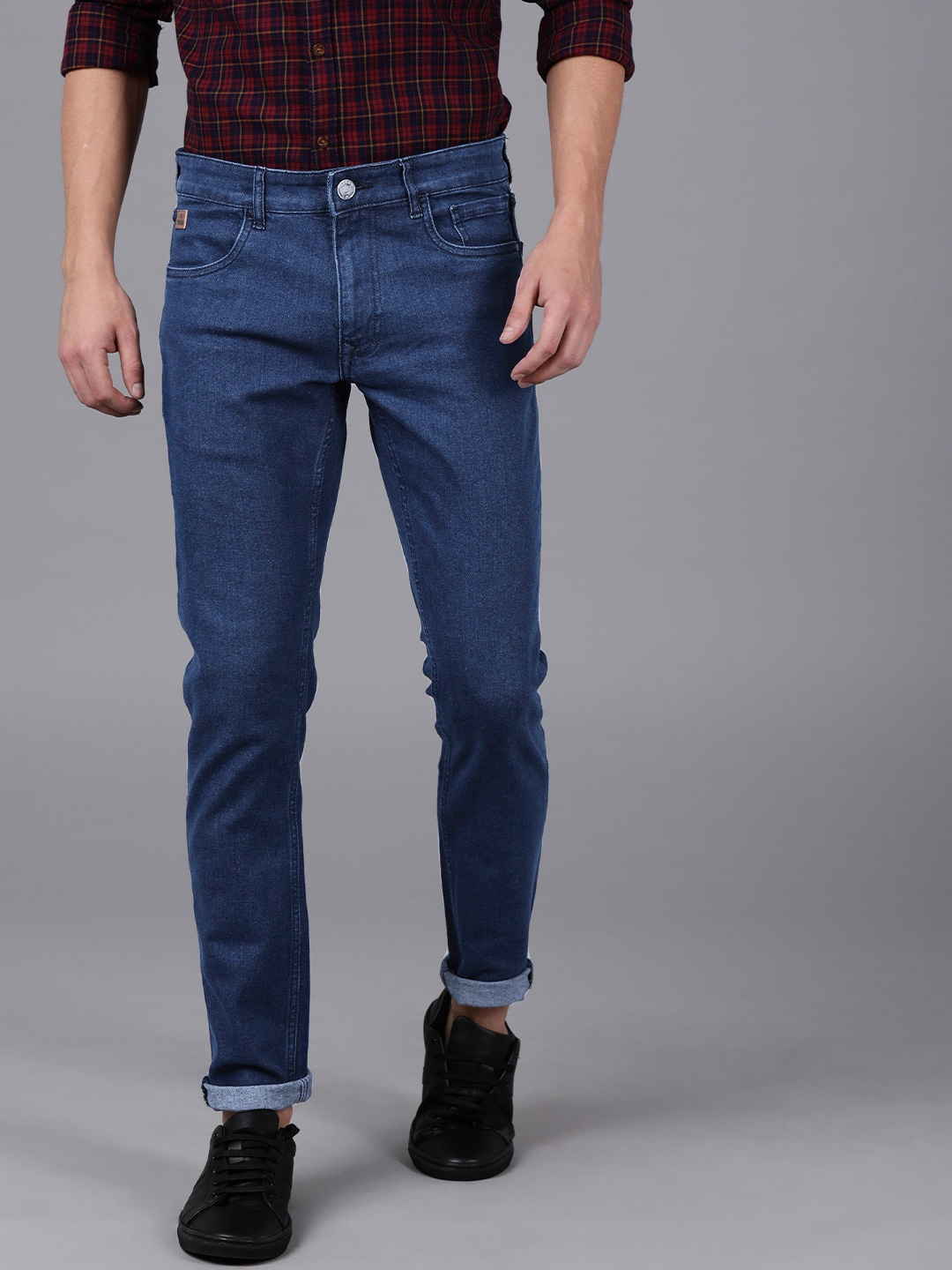 

WROGN Men Blue Slim Fit Mid-Rise Clean Look Stretchable Jeans
