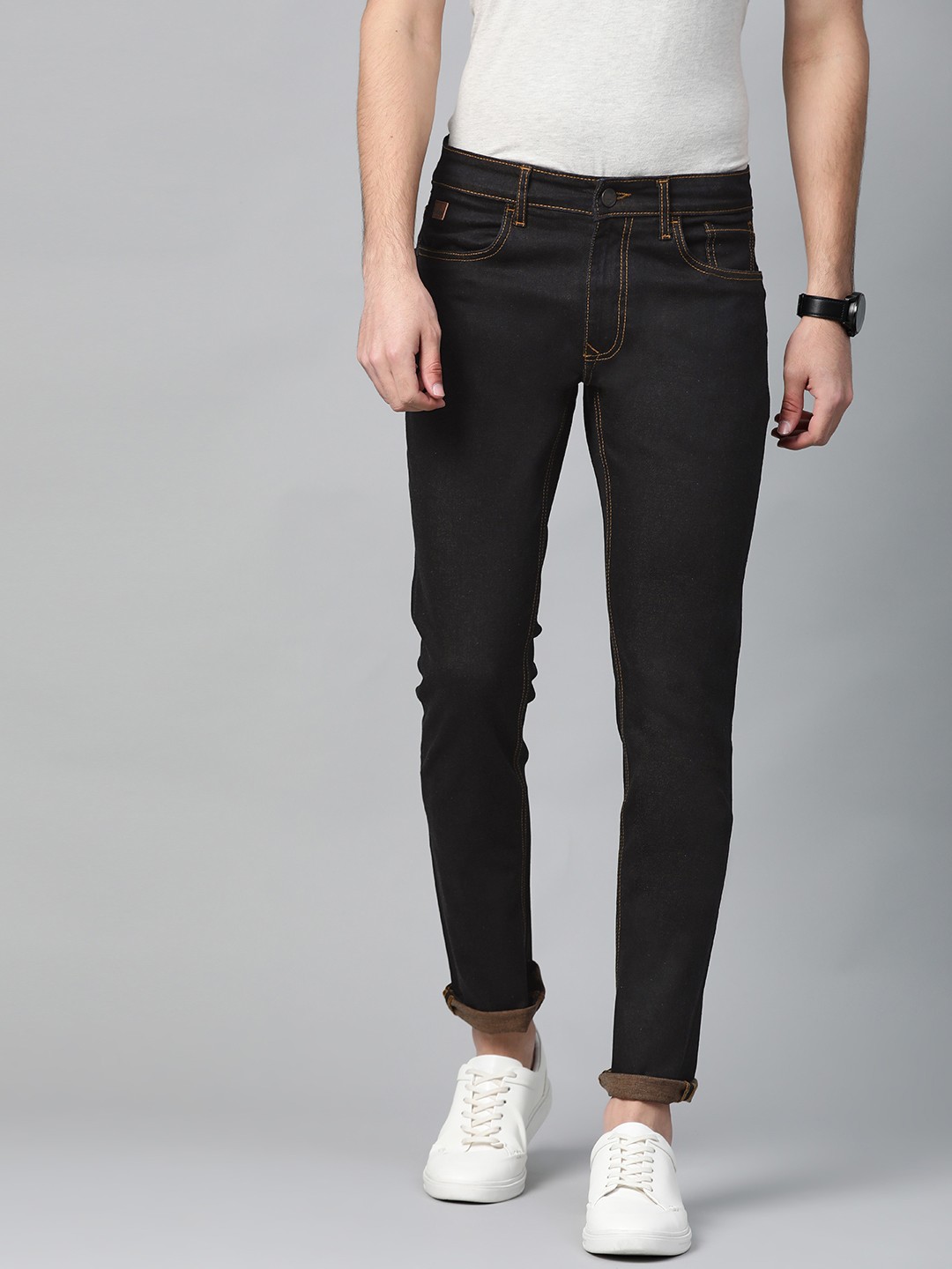 

WROGN Men Black Slim Fit Mid-Rise Clean Look Stretchable Jeans