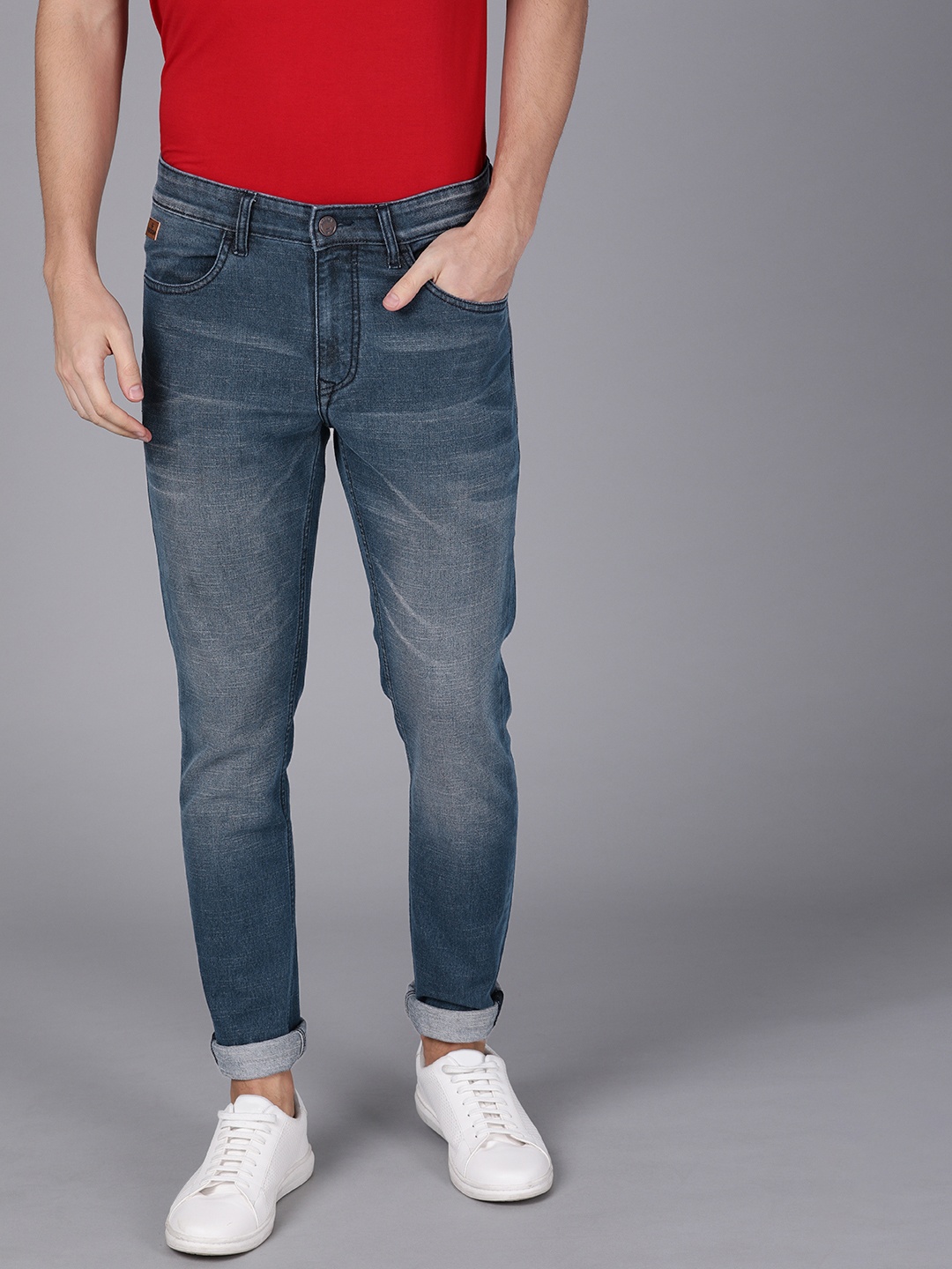 

WROGN Men Blue Slim Fit Mid-Rise Clean Look Stretchable Jeans