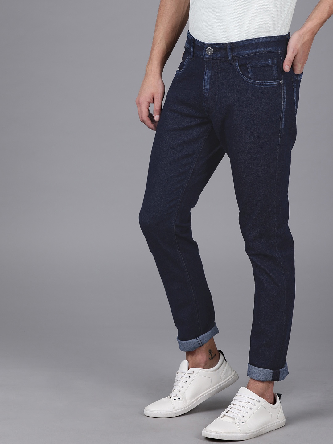 

WROGN Men Blue Slim Fit Mid-Rise Clean Look Stretchable Jeans