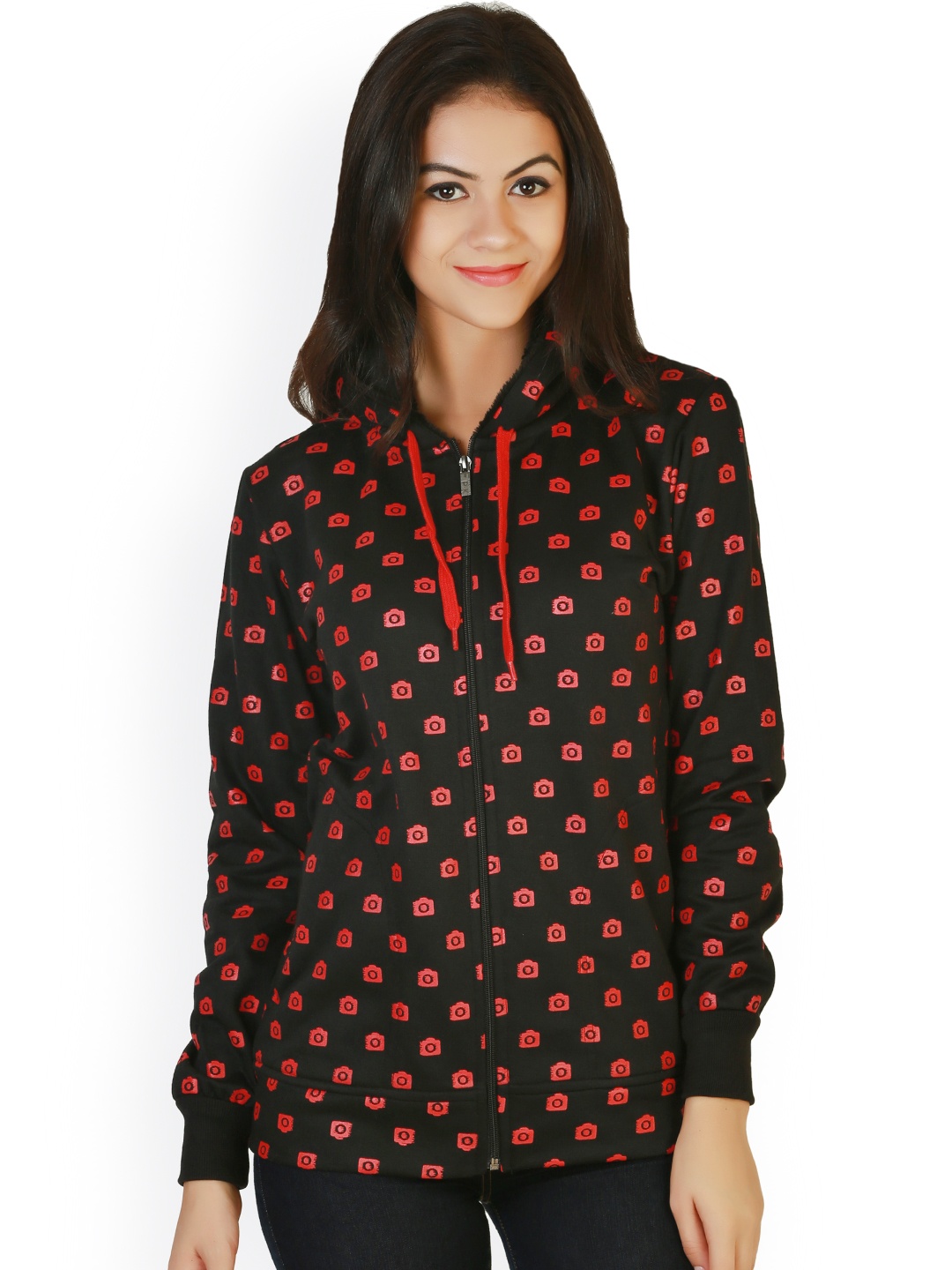 

Belle Fille Black Printed Hooded Sweatshirt