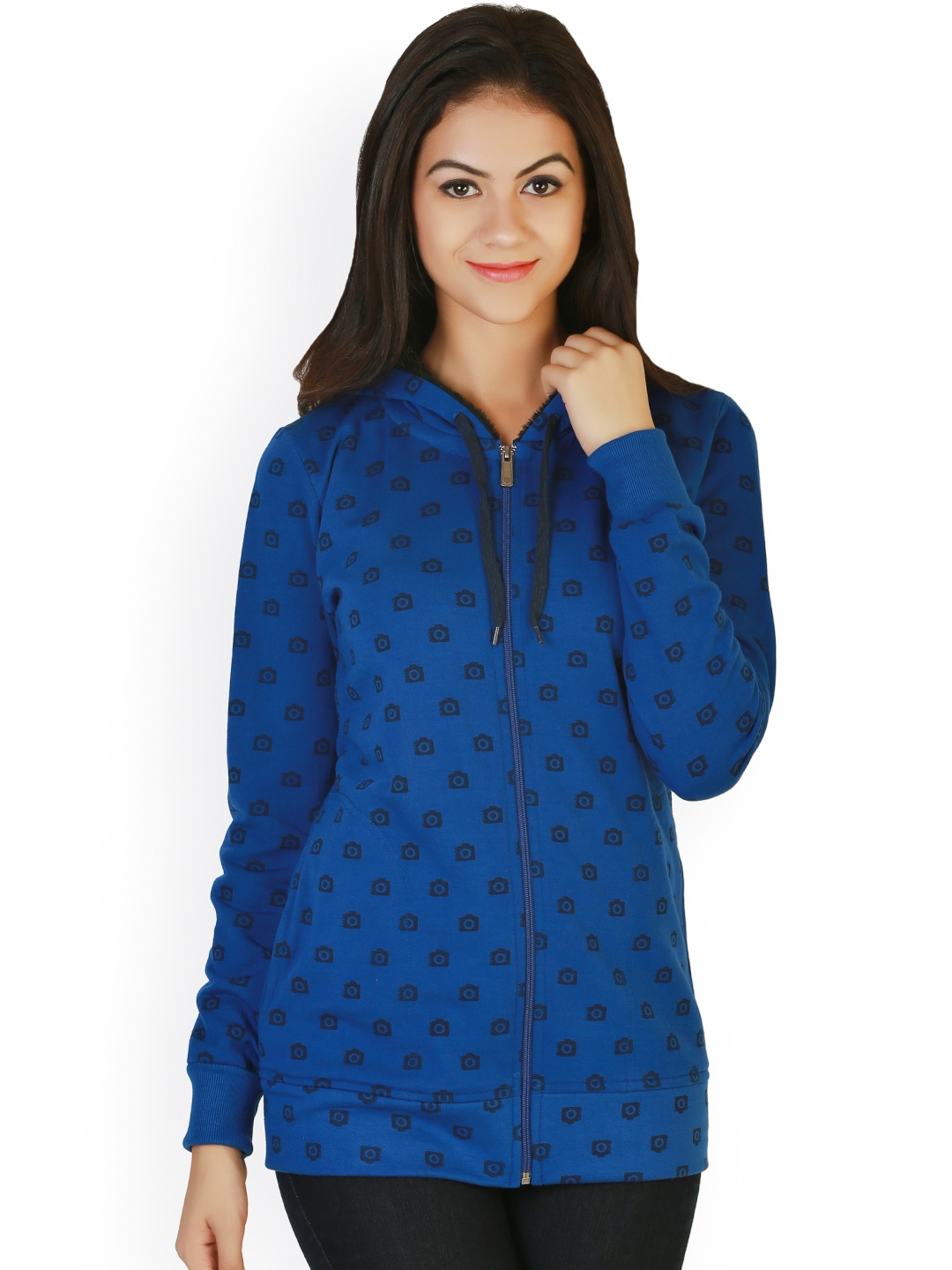 

Belle Fille Blue Printed Hooded Sweatshirt