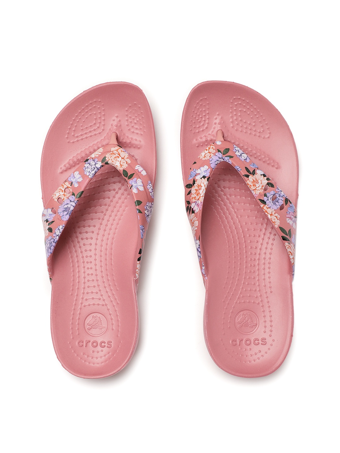 

Crocs Women Pink & Blue Printed Kadee Thong Flip-Flops