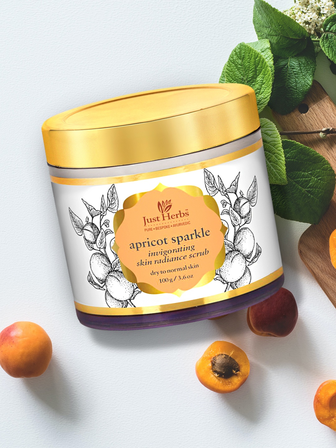 

Just Herbs Apricot & Walnut Blackhead Remover Face Scrub & Exfoliator For Dry Skin 100gm, Off white