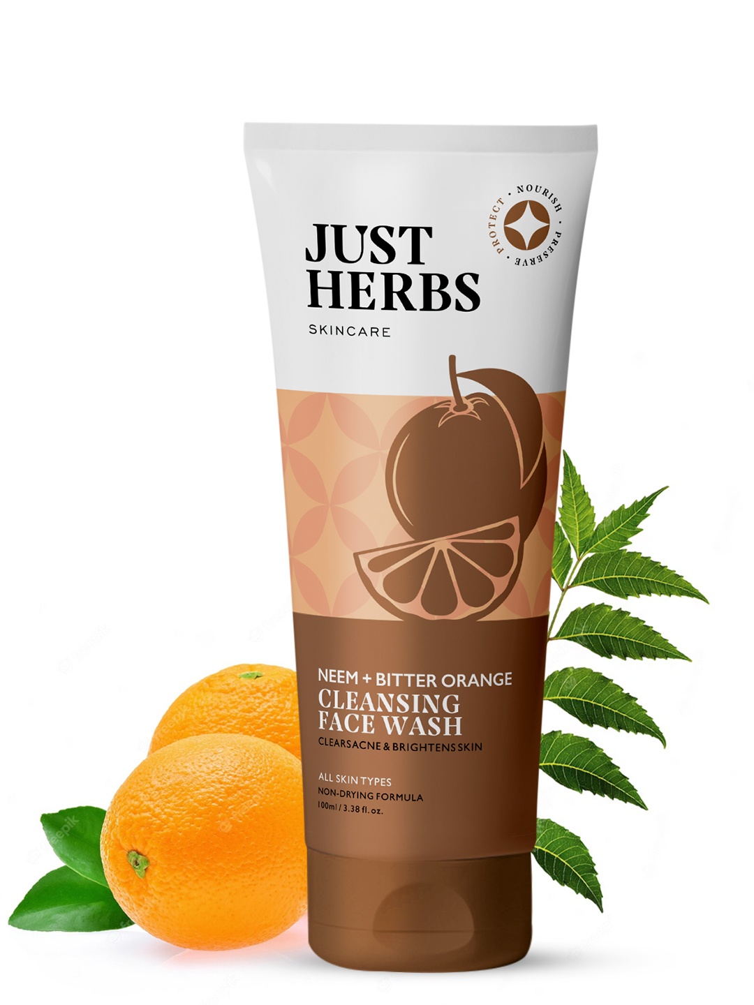 

Just Herbs Silksplash Neem And Vitamin C Ayurvedic Face Wash 100 ml, Orange
