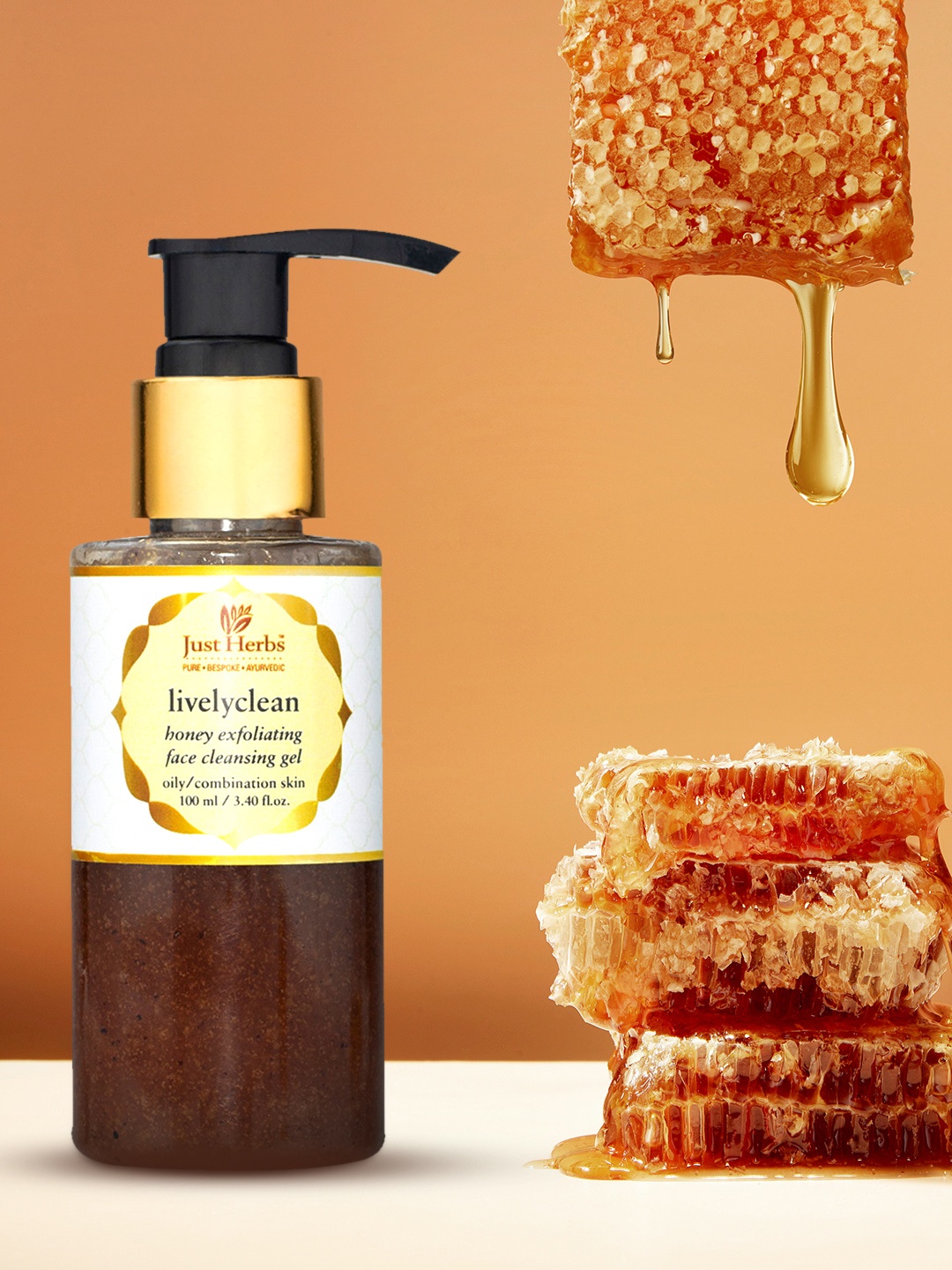 

Just Herbs Livelyclean Honey Exfoliator Blackhead Remover Face Scrub For Oily Skin 100ml, Brown