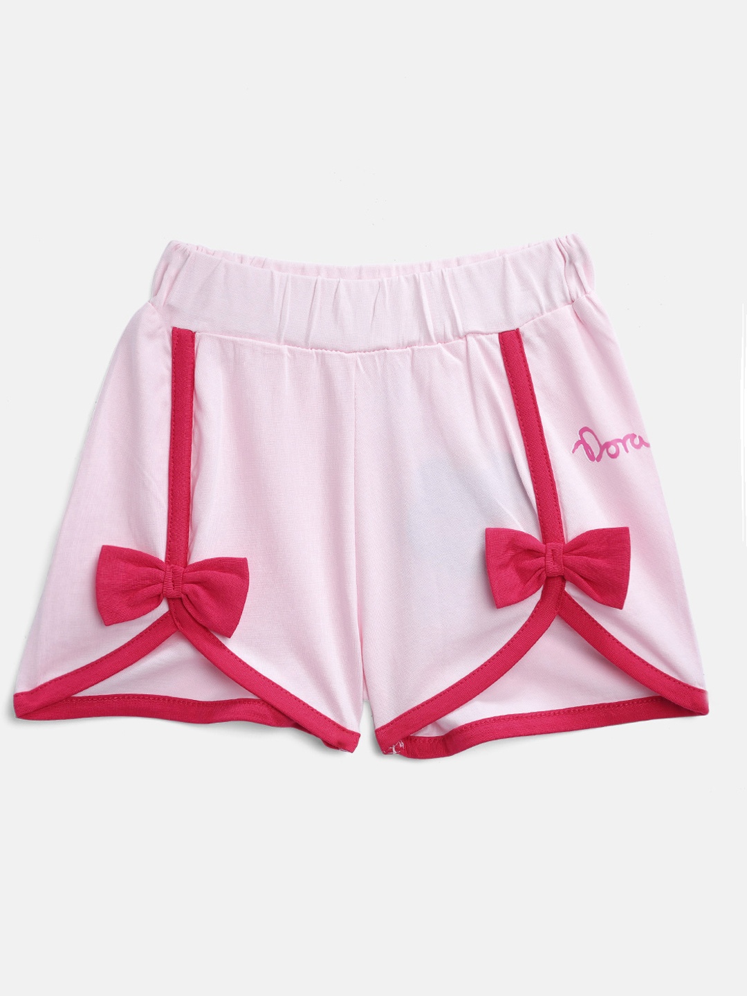 

toothless Girls Pink Dora Solid Regular Fit Shorts With Bow Detail