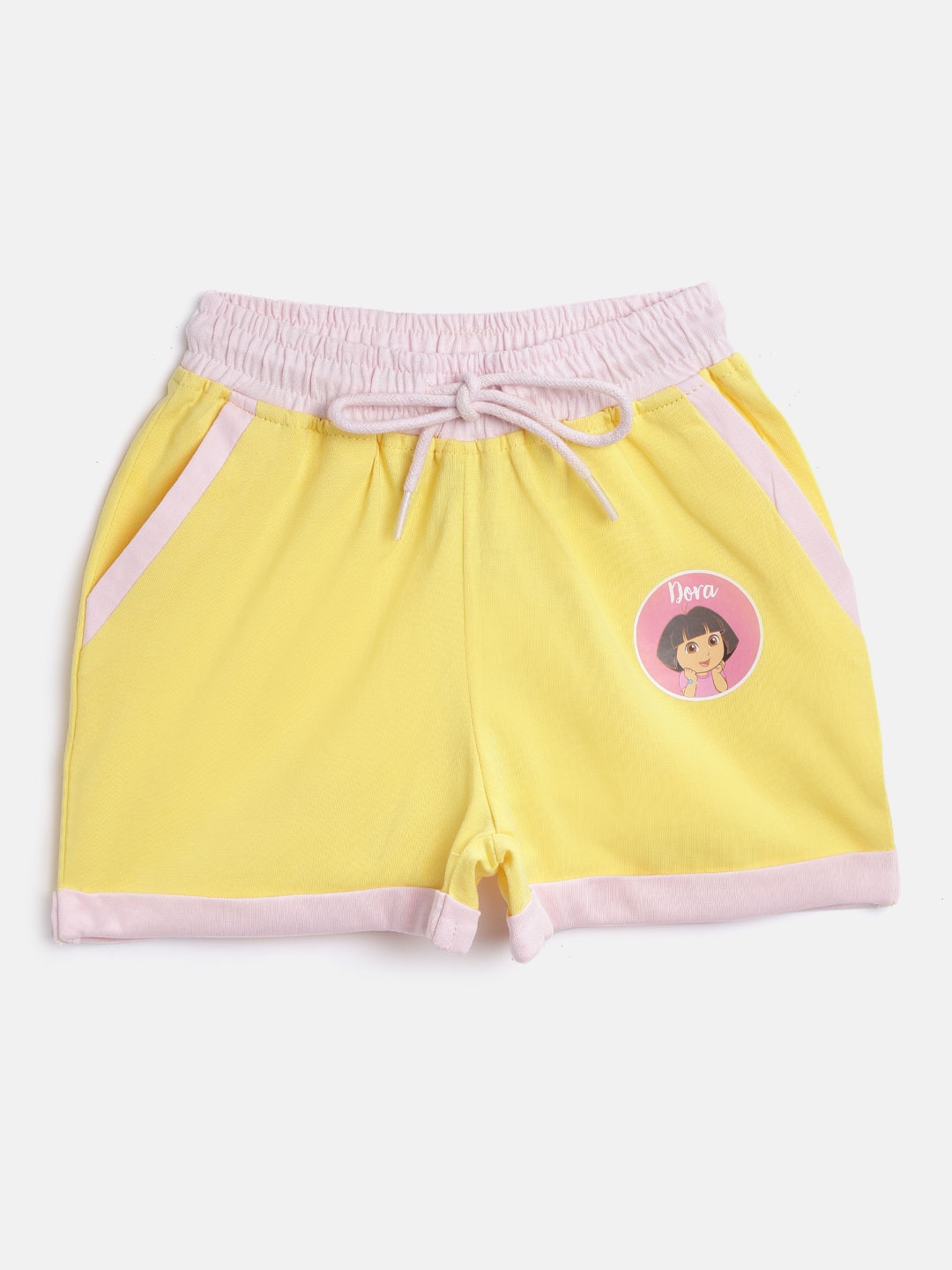 

toothless Girls Yellow Dora Solid Regular Fit Shorts
