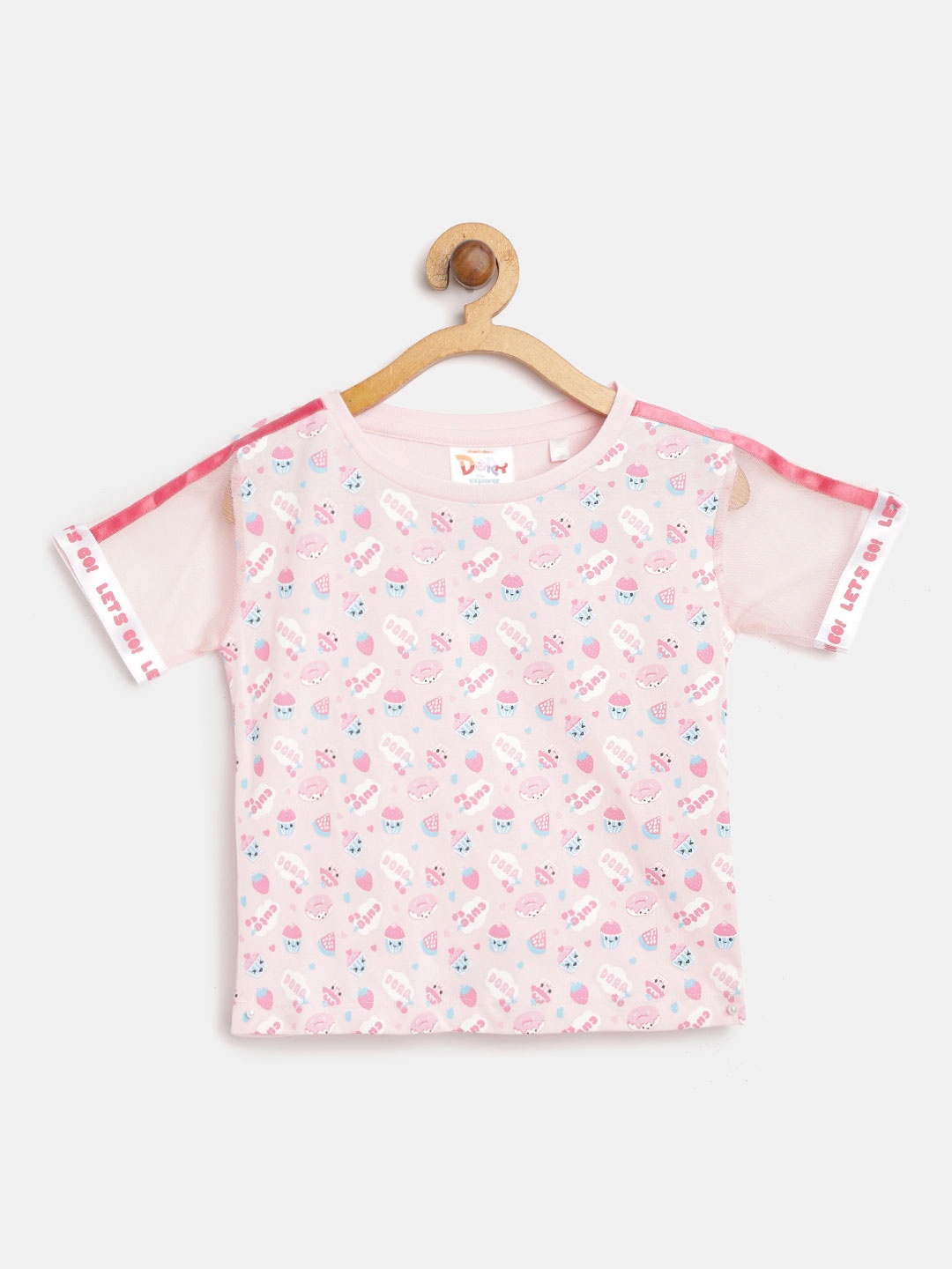 

toothless Girls Pink & Blue Dora Printed T-Shirt