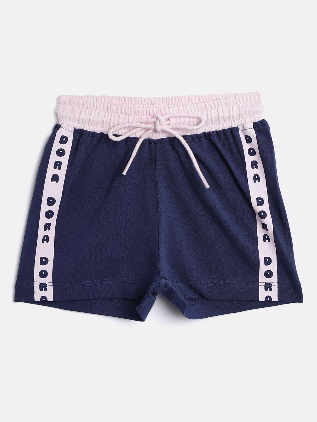 

toothless Girls Navy Blue & Pink Solid Regular Fit Shorts