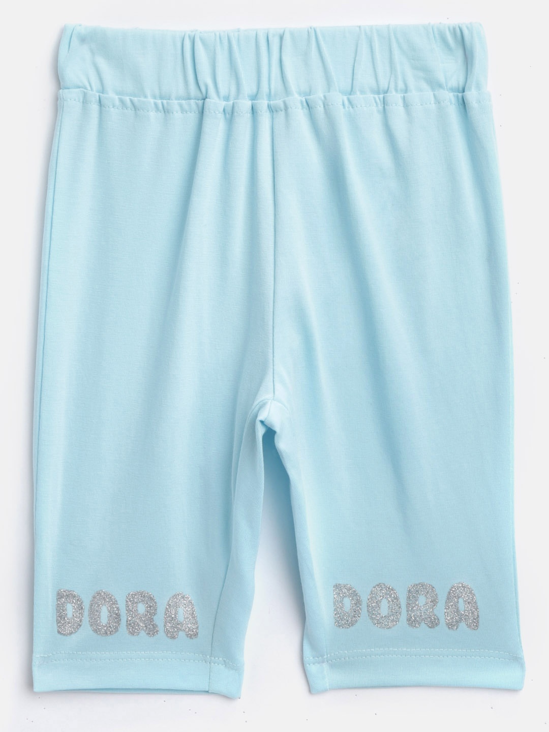 

toothless Girls Turquoise Blue Dora Solid Tights With Printed Detail