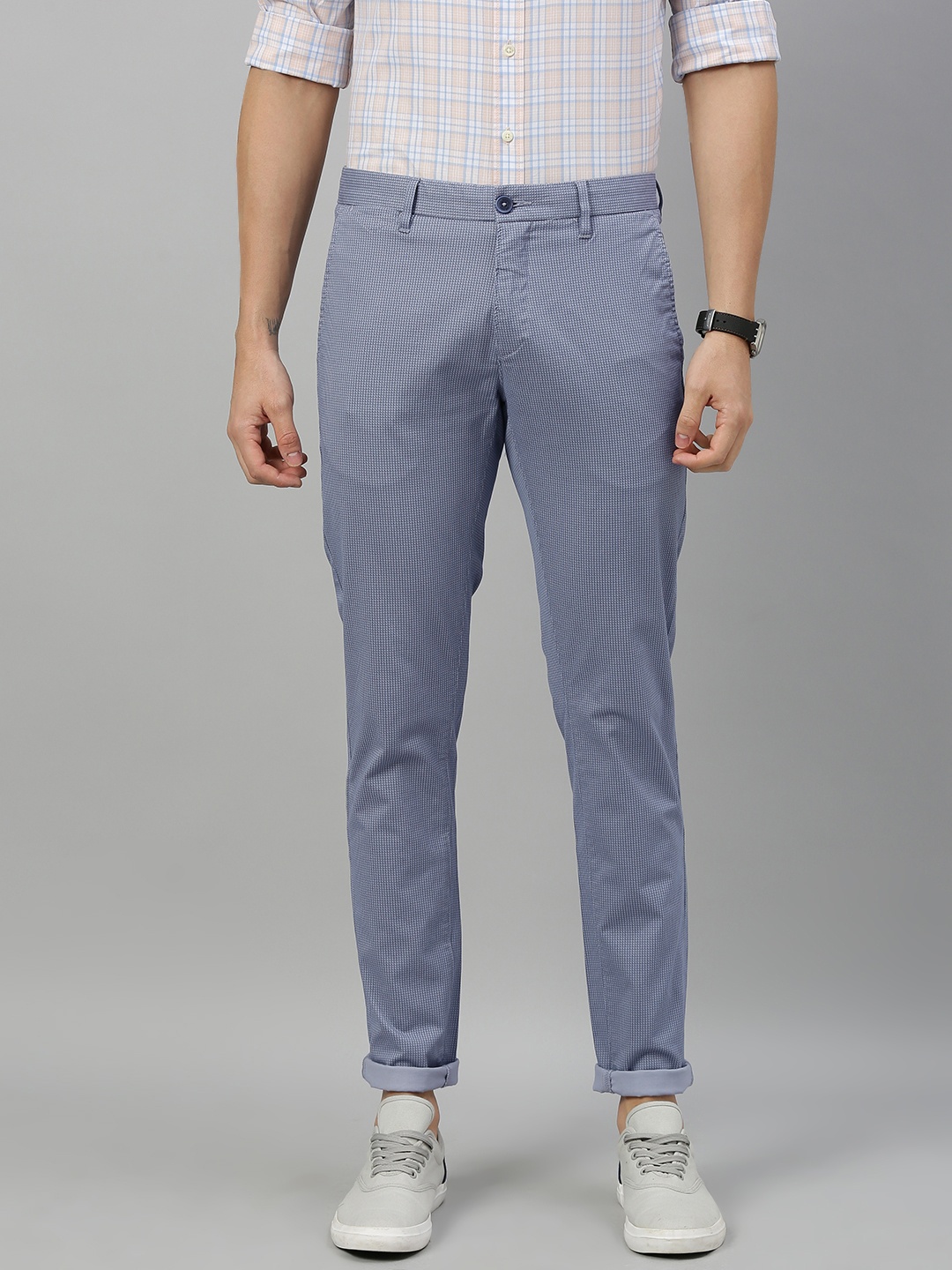 

U.S. Polo Assn. Men Blue Austin Trim Fit Printed Regular Trousers