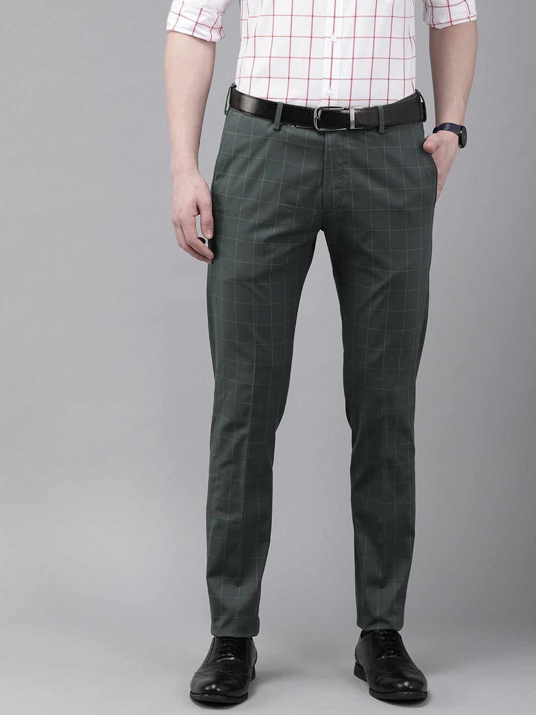 

U.S. Polo Assn. Men Charcoal Grey Slim Fit Solid Formal Trousers