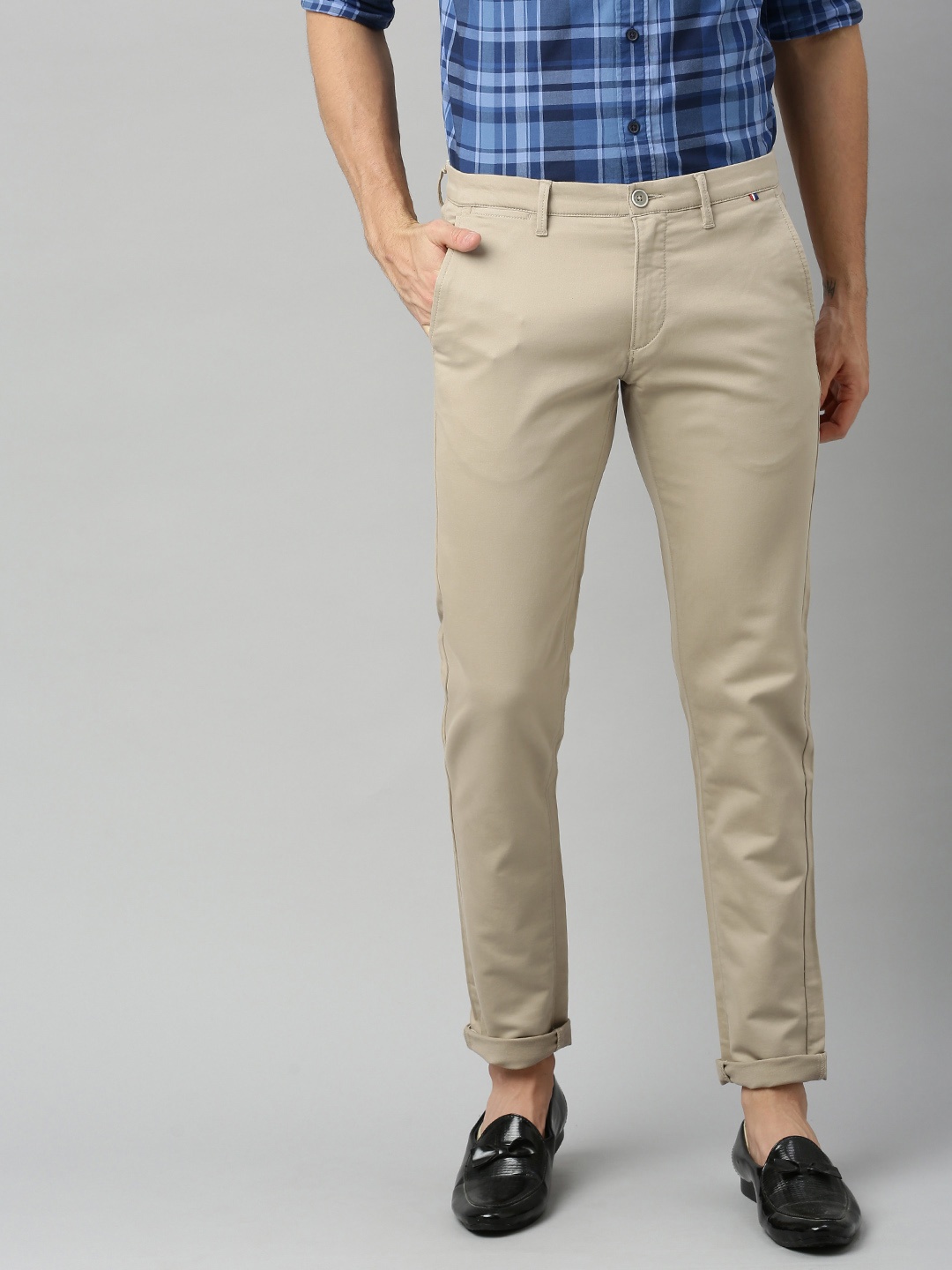 

U.S. Polo Assn. Men Khaki Slim Fit Solid Regular Trousers
