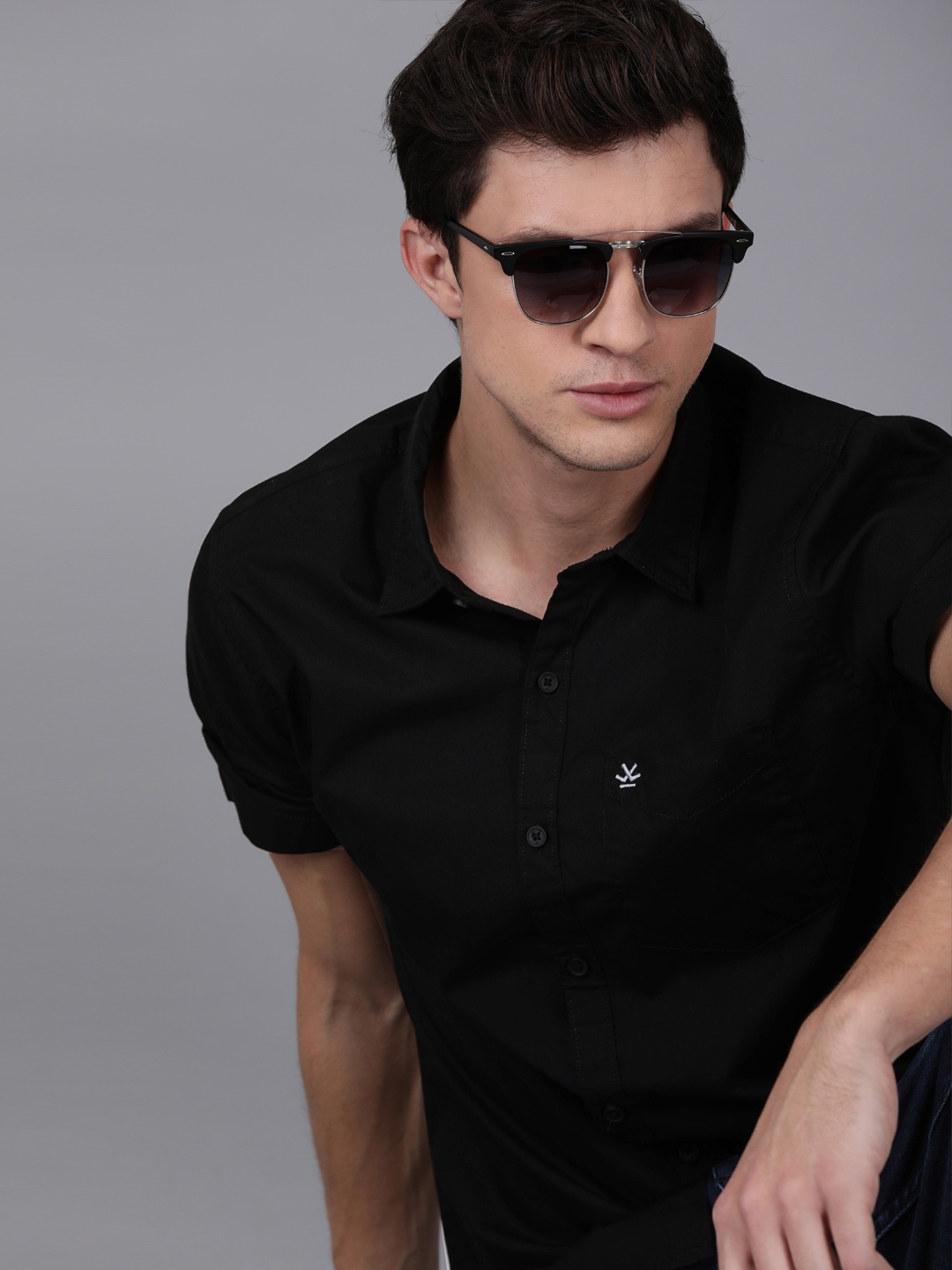 

WROGN Men Black Slim Fit Solid Casual Shirt