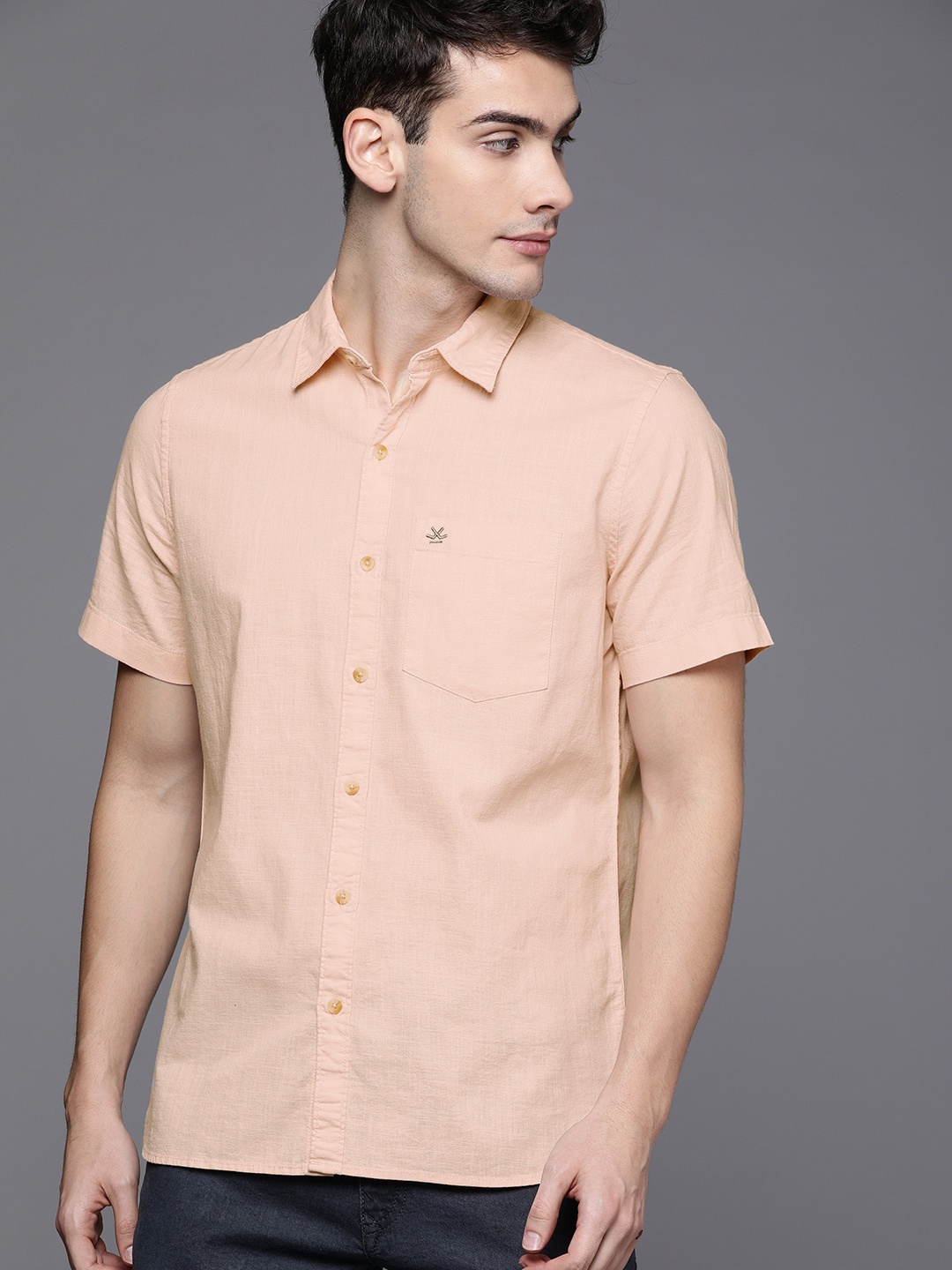

WROGN Men Pink Slim Fit Solid Casual Shirt