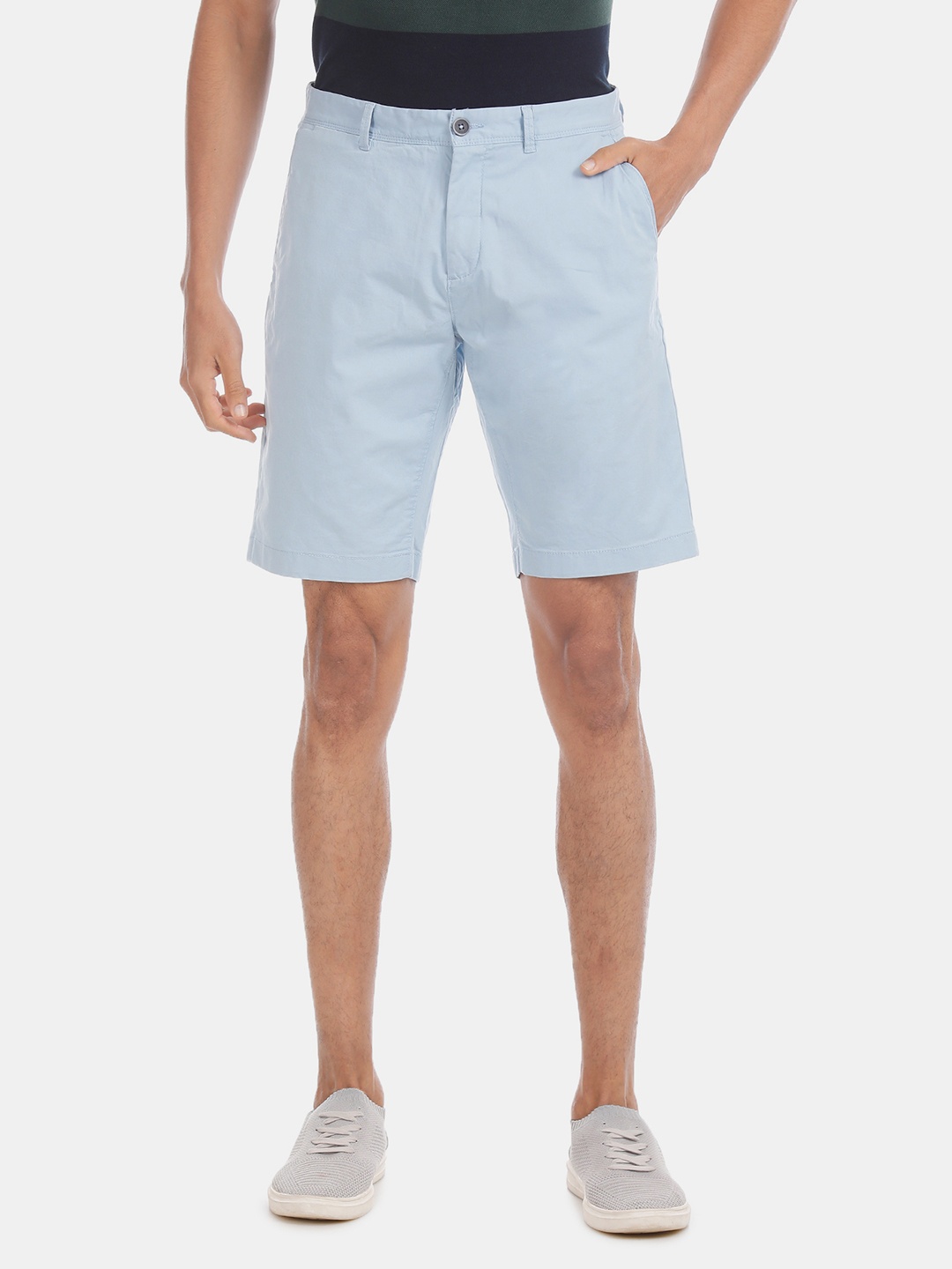 

U.S. Polo Assn. Men Blue Solid Slim Fit Regular Shorts