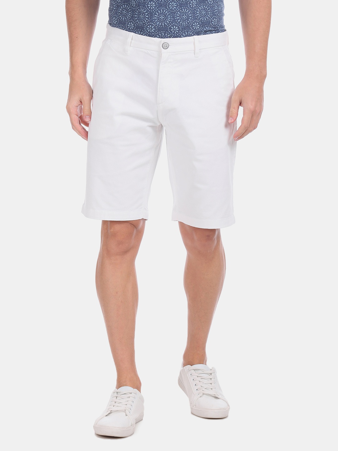 

U.S. Polo Assn. Men White Solid Slim Fit Regular Shorts