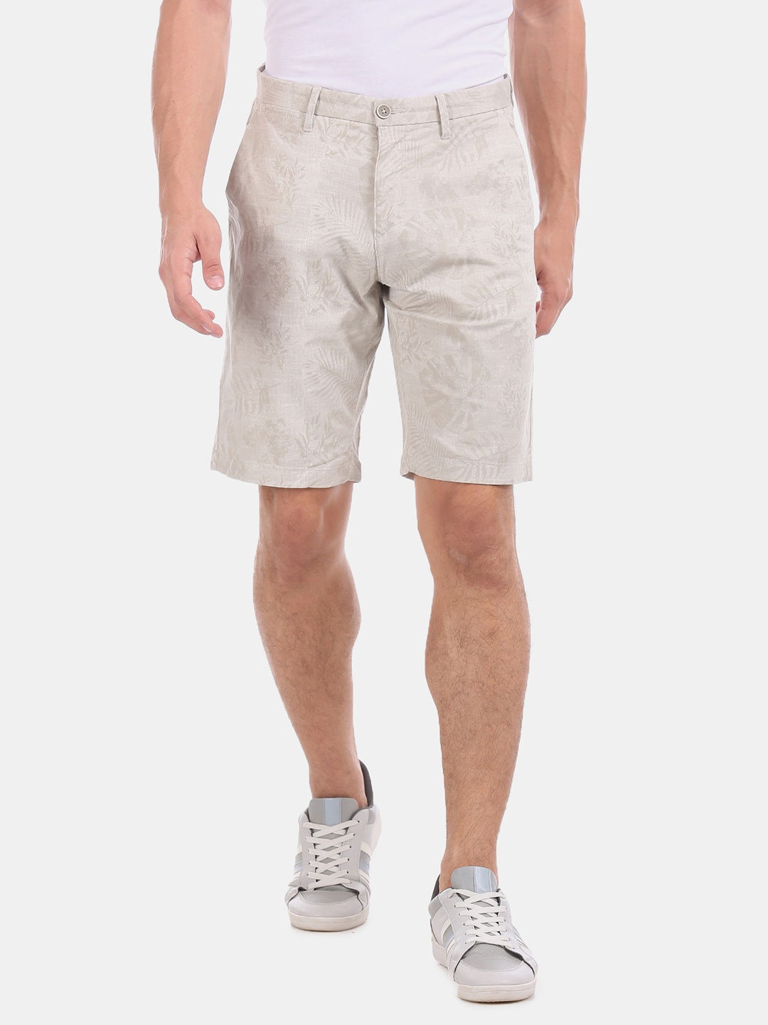 

U.S. Polo Assn. Men Beige Printed Slim Fit Regular Shorts