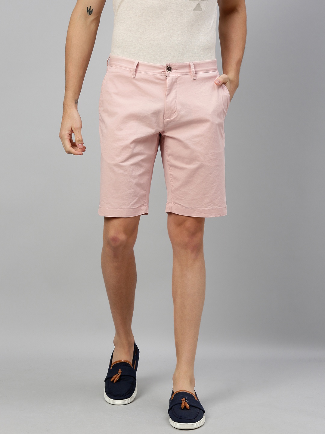 

U.S. Polo Assn. Men Pink Solid Slim Fit Chino Shorts
