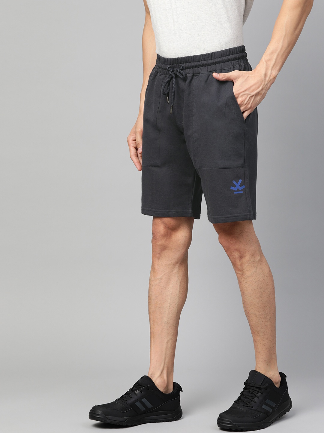 

WROGN Men Charcoal Grey Solid Slim Fit Shorts