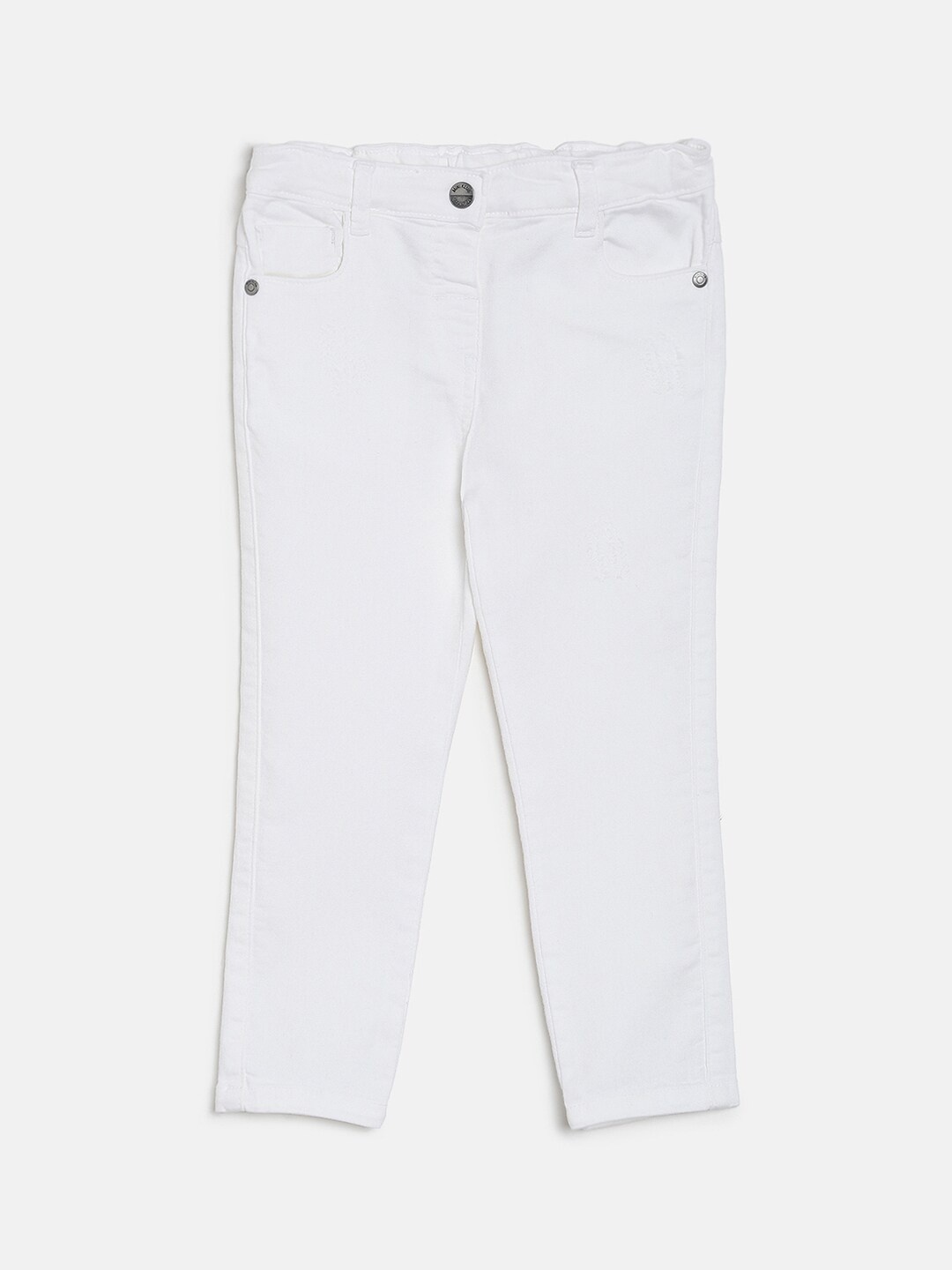 

MINI KLUB Girls White Regular Fit Mid-Rise Clean Look Stretchable Jeans
