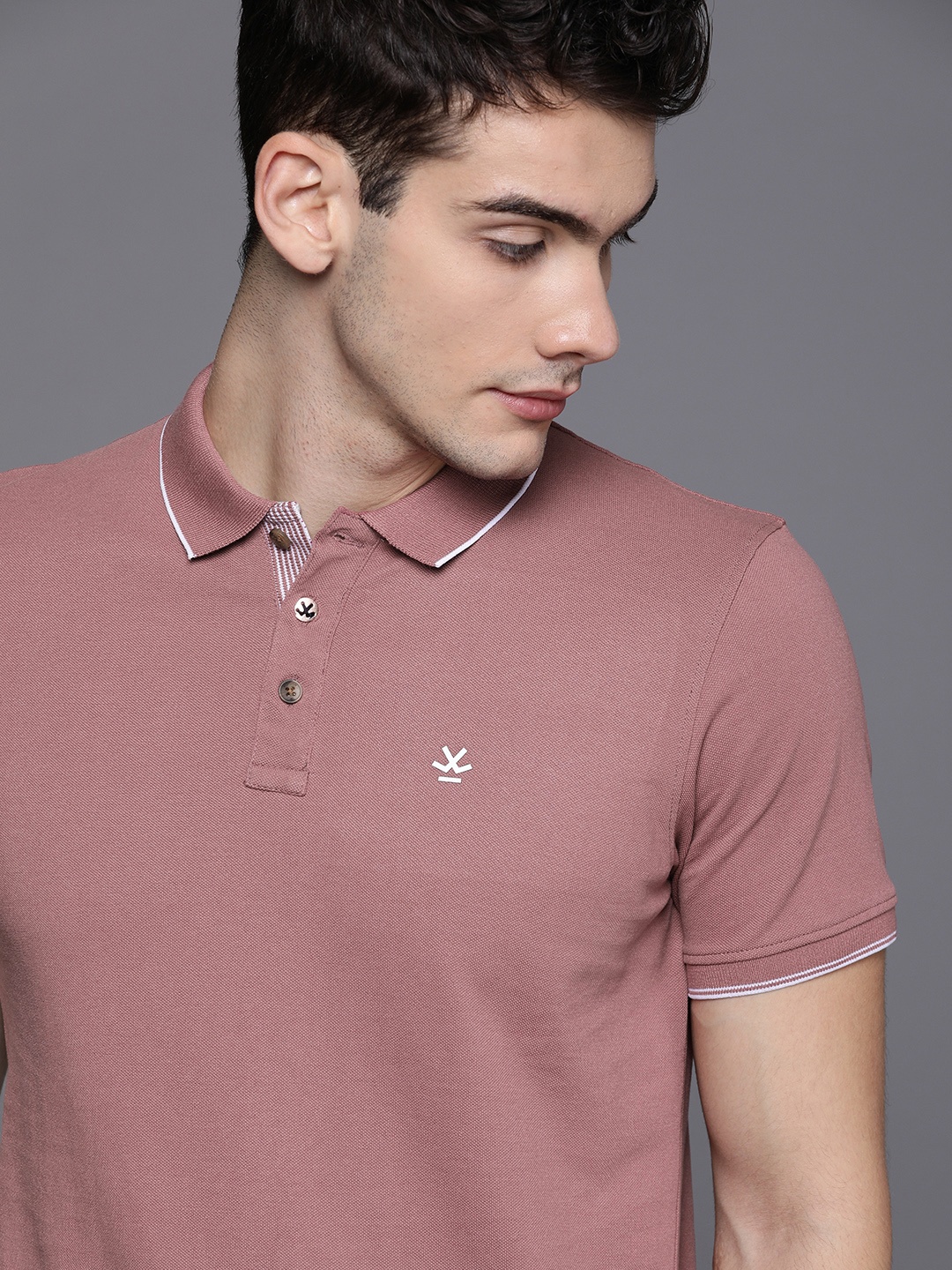 

WROGN Men Mauve Solid Polo Collar T-shirt