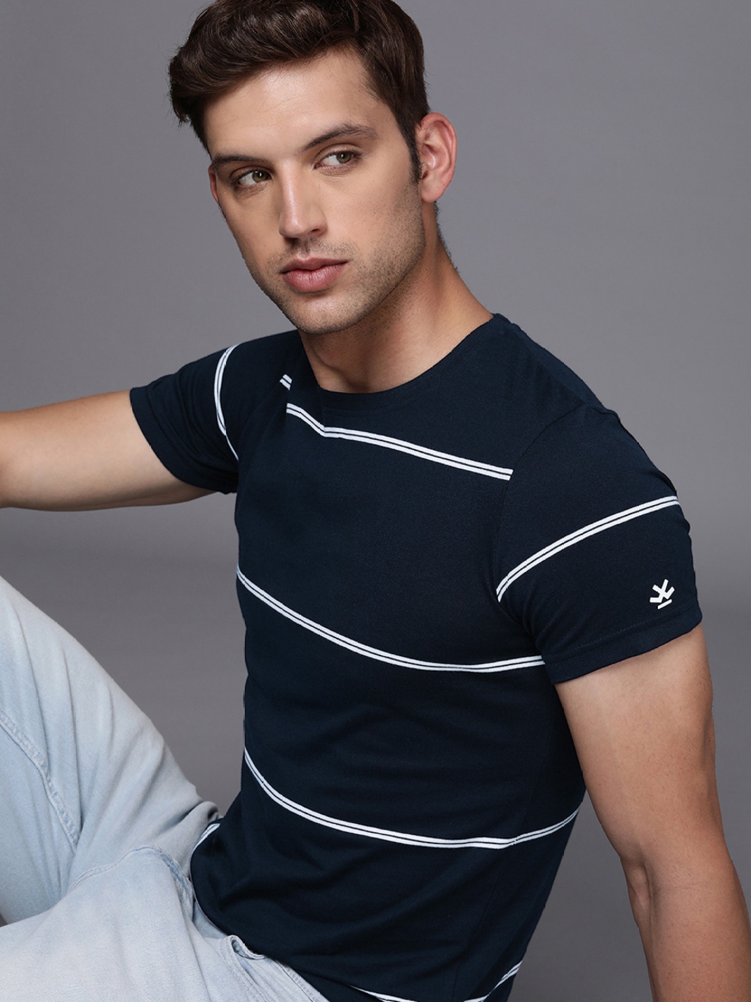 

WROGN Striped T-shirt, Navy blue