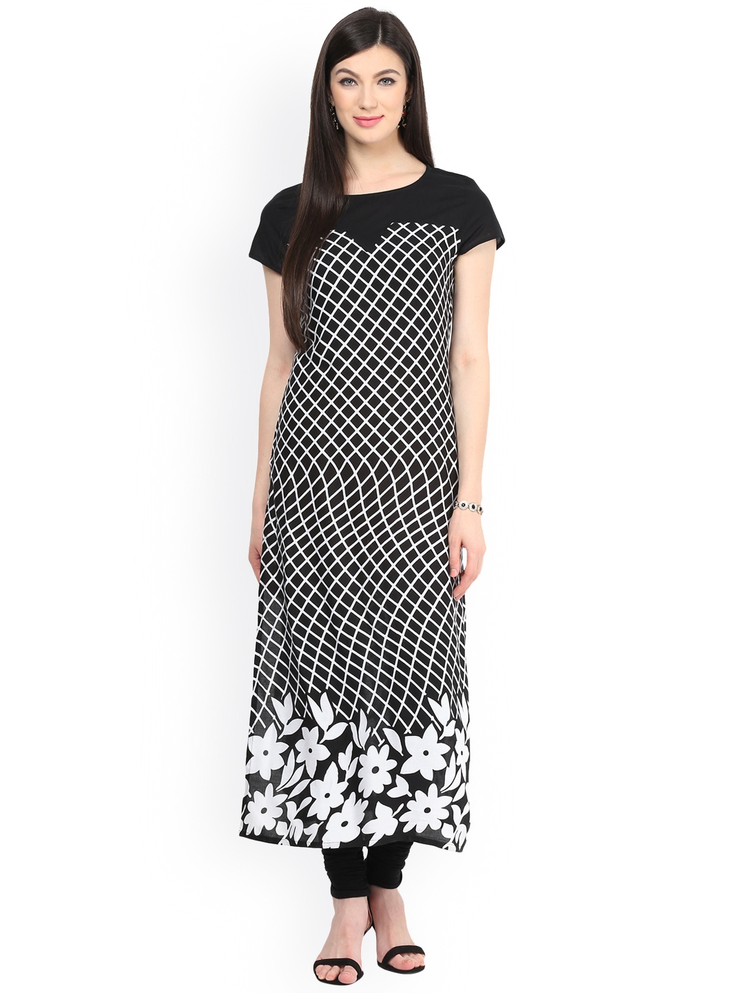 

Pannkh Black Checked Kurta