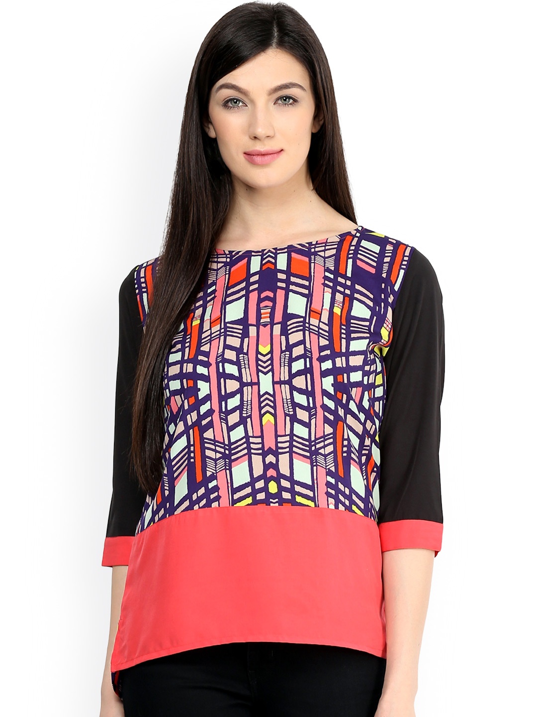 

Pannkh Pink & Black Printed Top