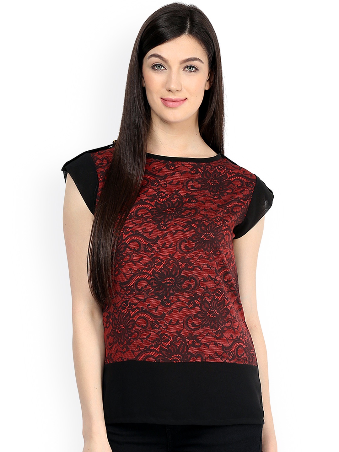 

Pannkh Black & Red Printed Top