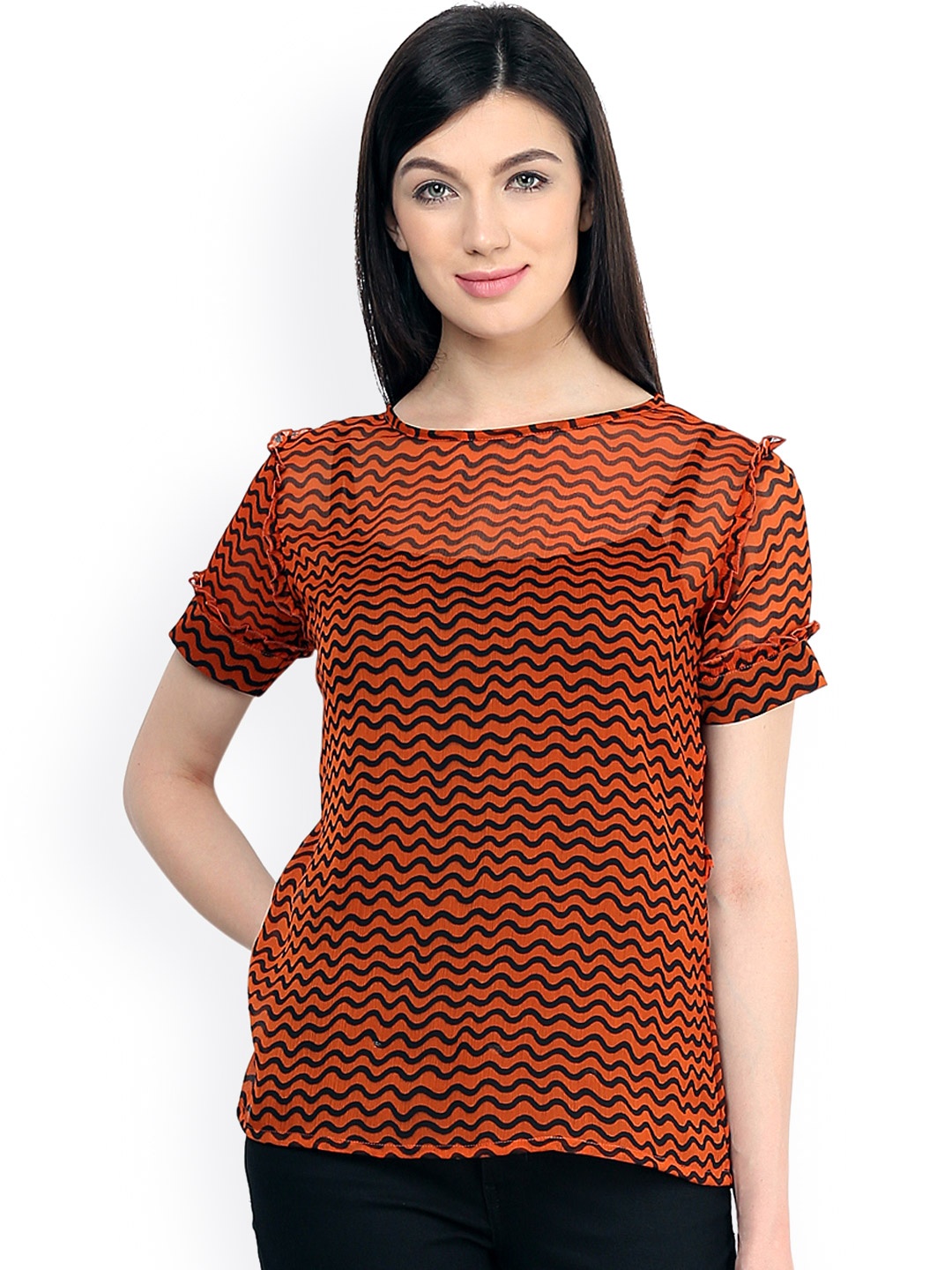 

Pannkh Orange Printed Top