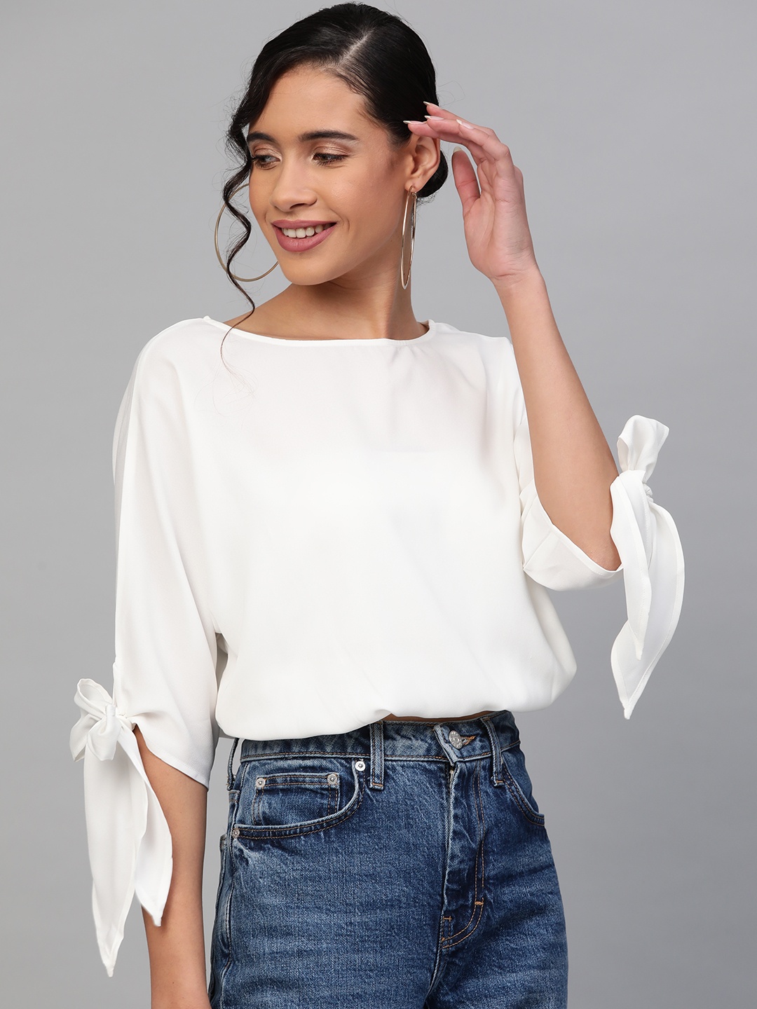 

SASSAFRAS White Blouson With Extended Sleeves