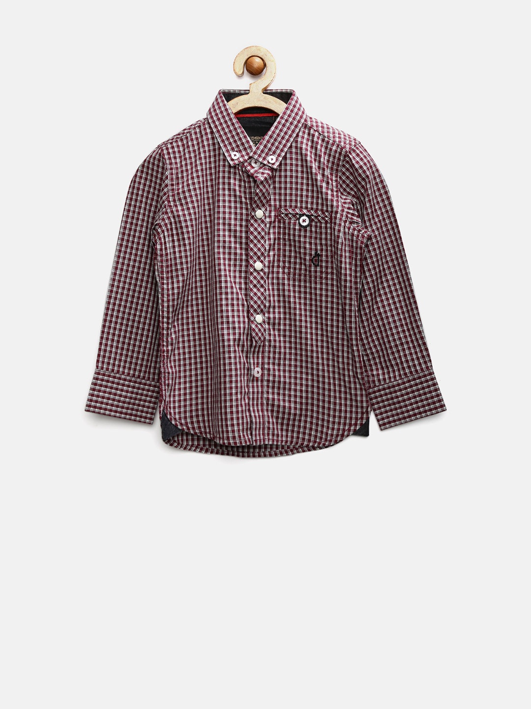 

Gini & Jony Gold Boys Maroon Slim Checked Shirt